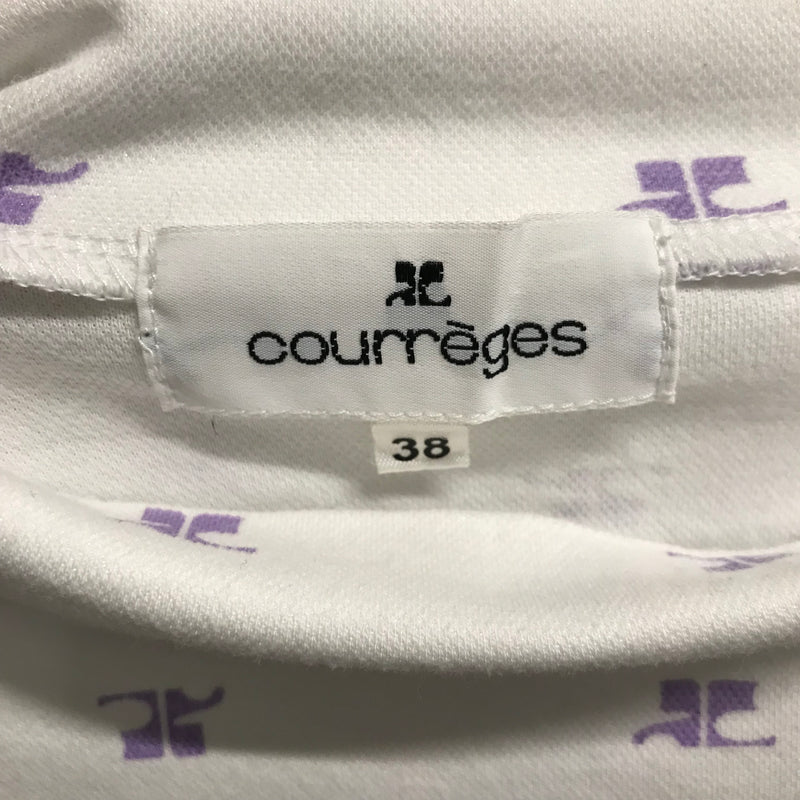 Courreges/LS T-Shirt/38/Monogram/Cotton/WHT/High Neck/