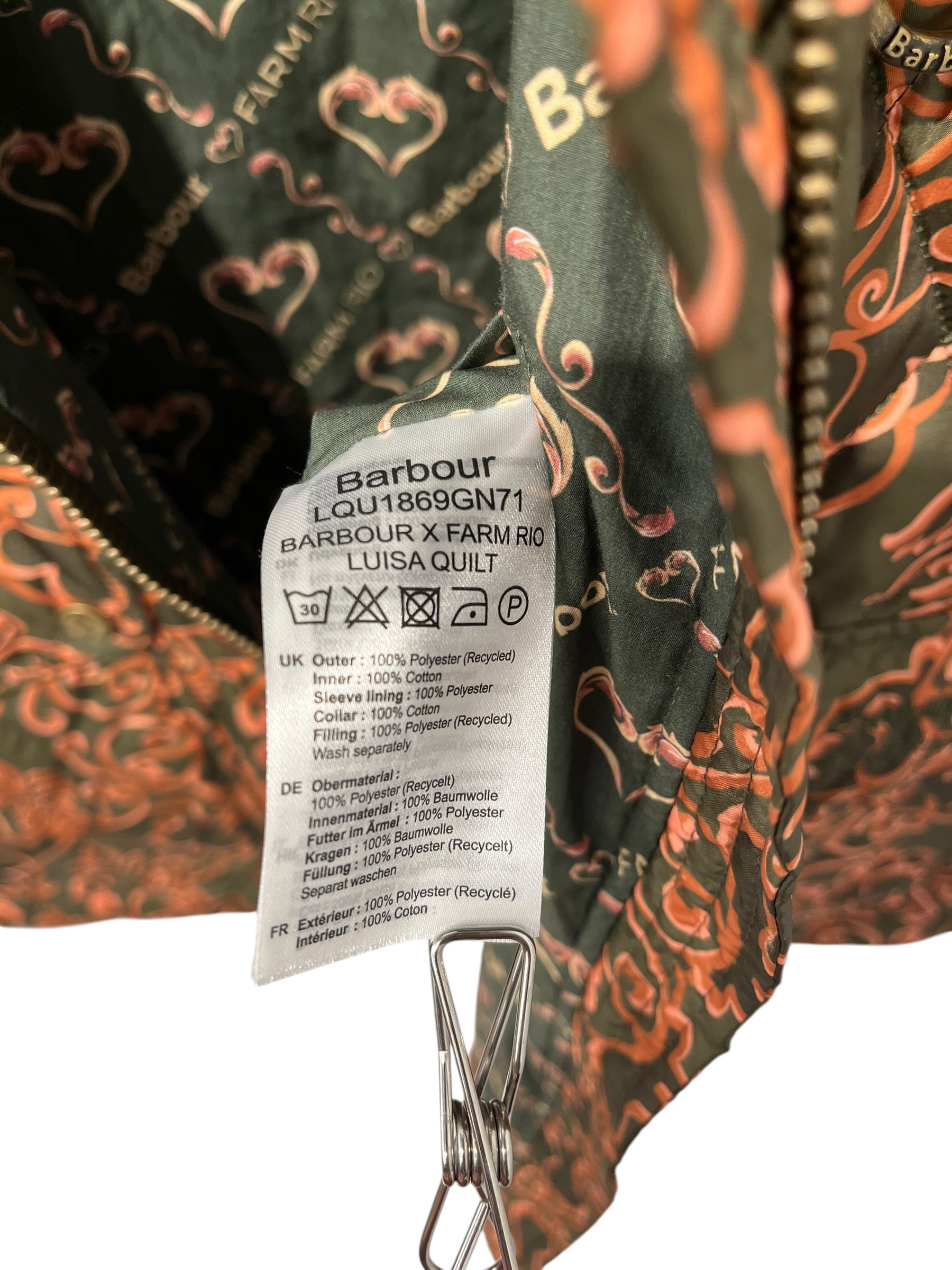 FARM Rio/Barbour/Jacket/S/Floral Pattern/Nylon/GRN/FLORAL QUILTED CROPPED JTK view 5