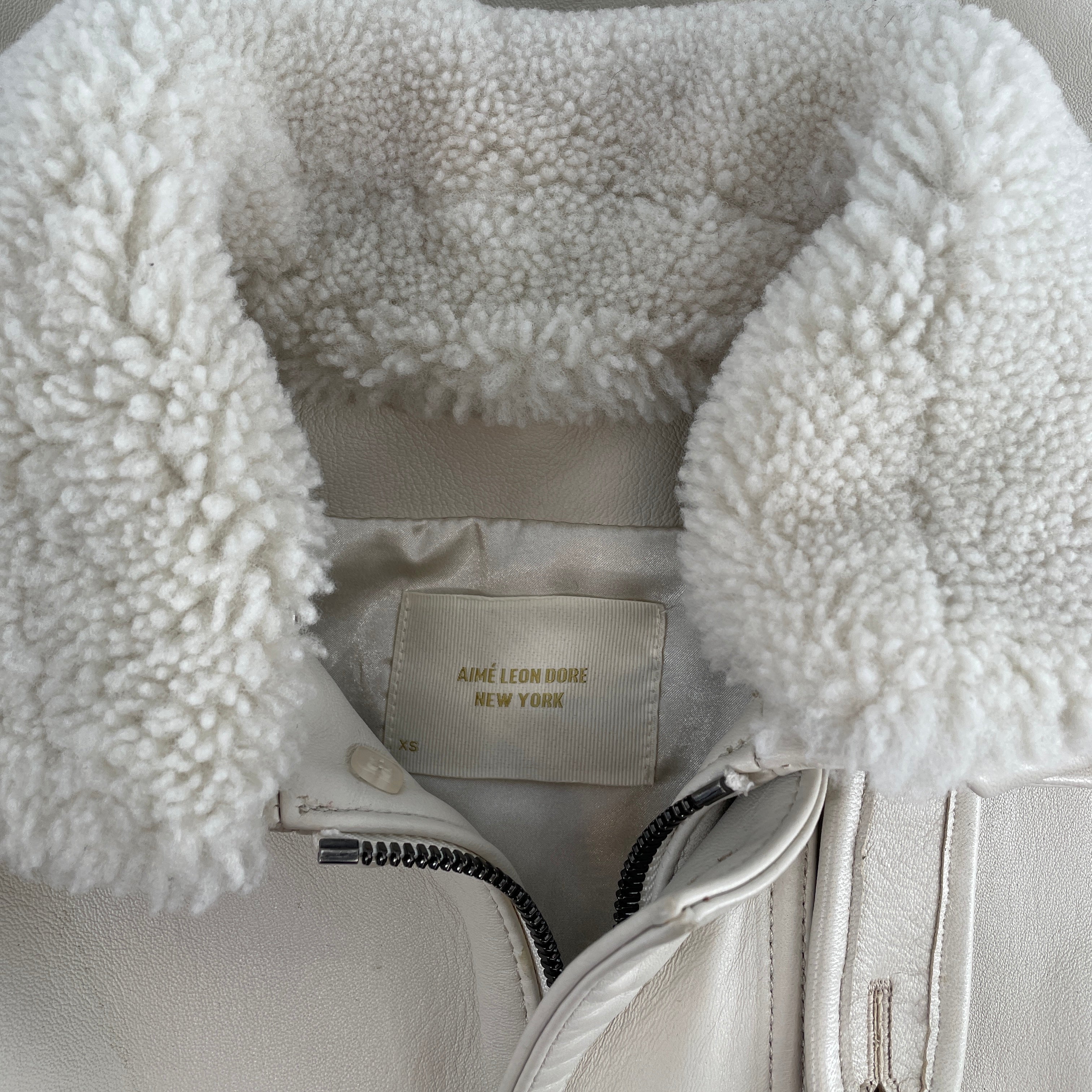 AIME LEON DORE/Leather Jkt/XS/Leather/CRM/FW23 DECK JACKET BONE WHITE view 3