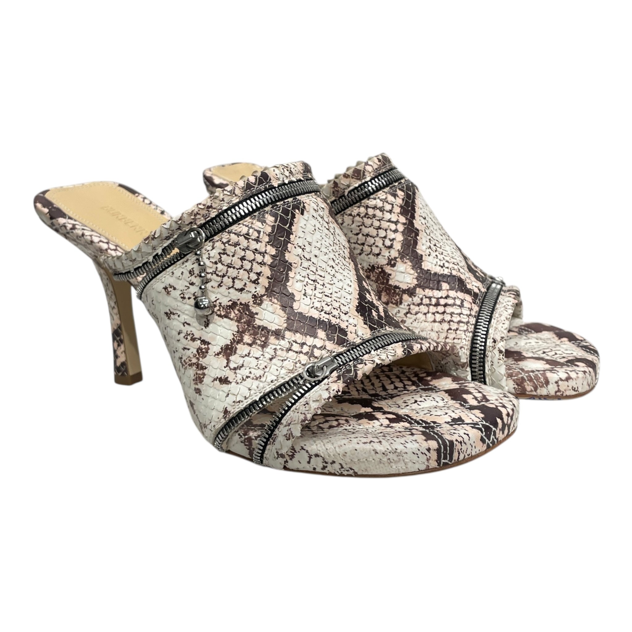 BURBERRY/Heels/EU 38/Animal Pattern/Leather/CRM/SNAKESKIN DOUBLE ZIP HEEL view 1
