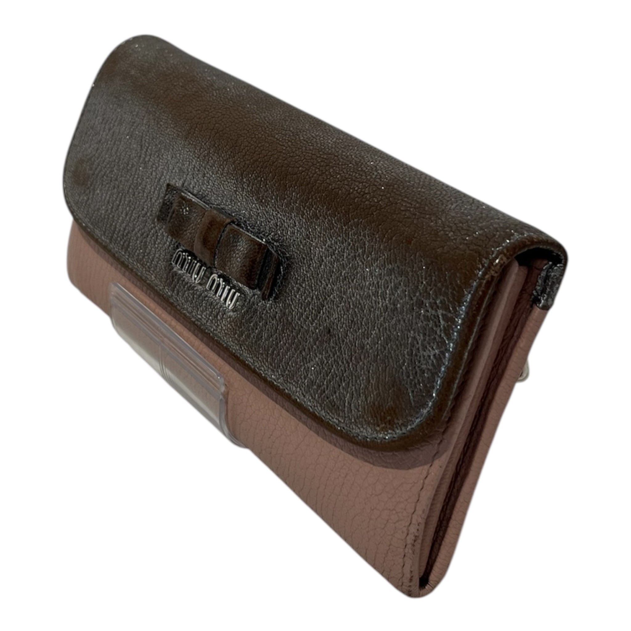 MIU MIU/Long Wallet/Faux Leather/MLT/RIBBONS LONG WALLET PNK/BRW view 1
