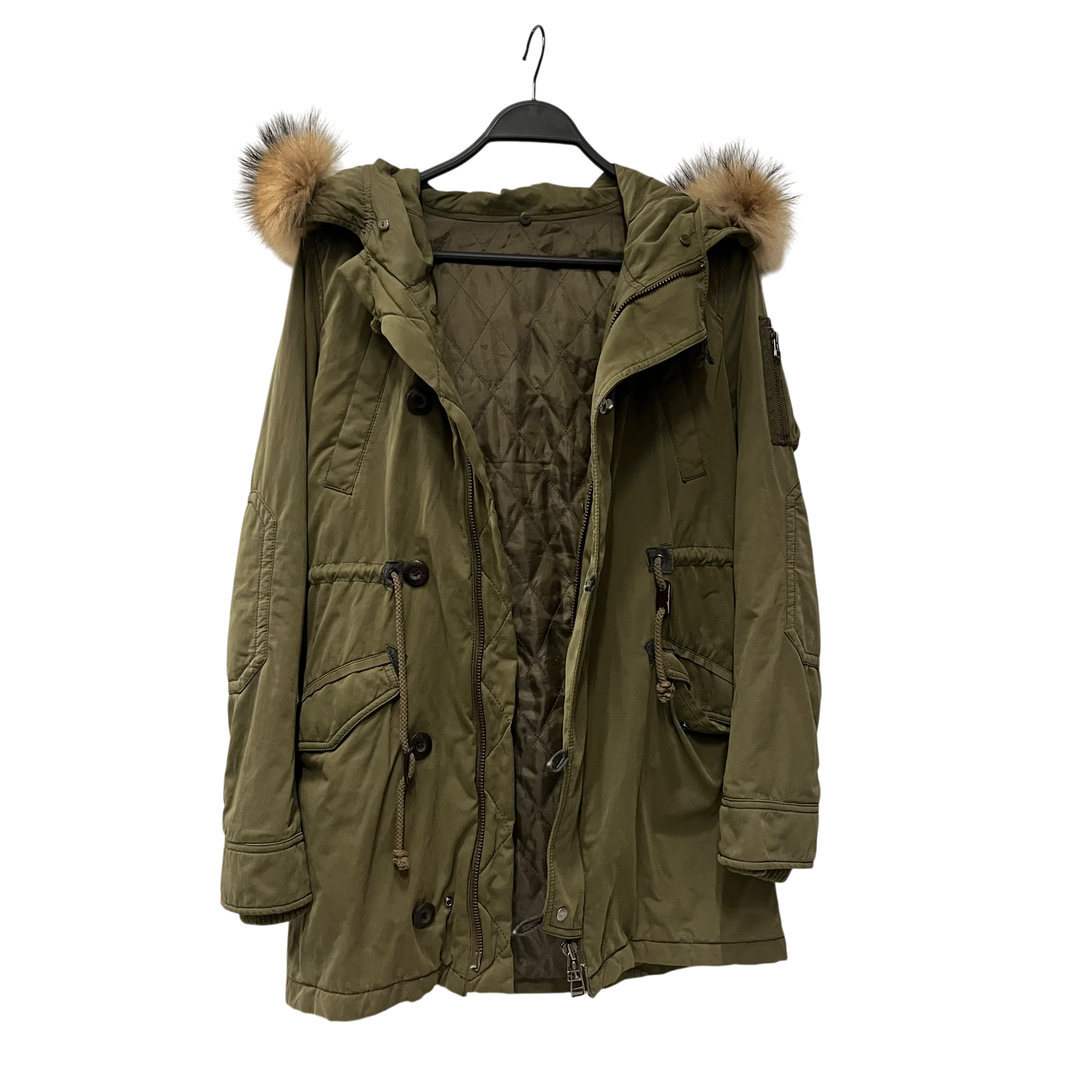 MOUSSY/Mod Parka/M/Polyester/GRN/REAL FUR HOOD TRIM view 2