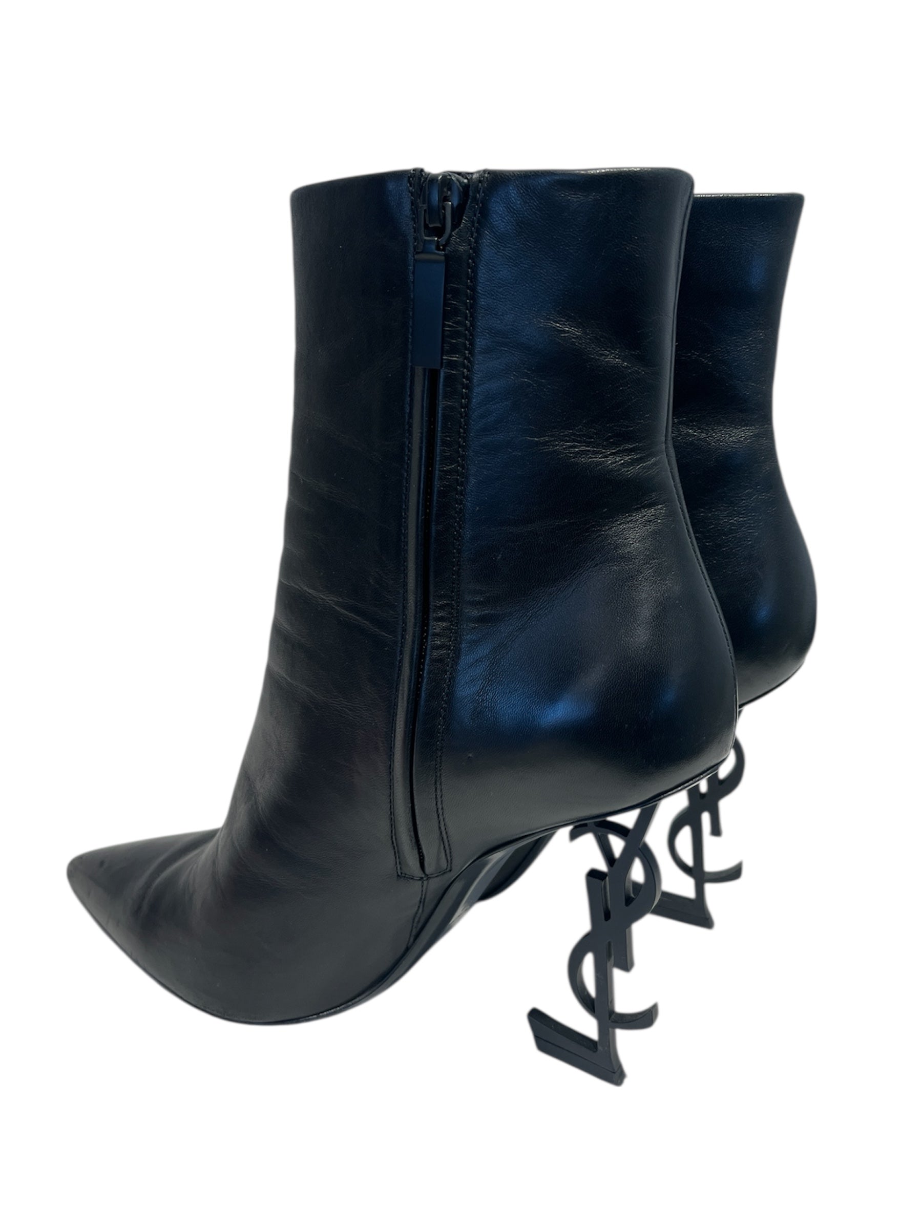 SAINT LAURENT/Ankle Boots/EU 40/Leather/BLK/Side Zip/ view 2