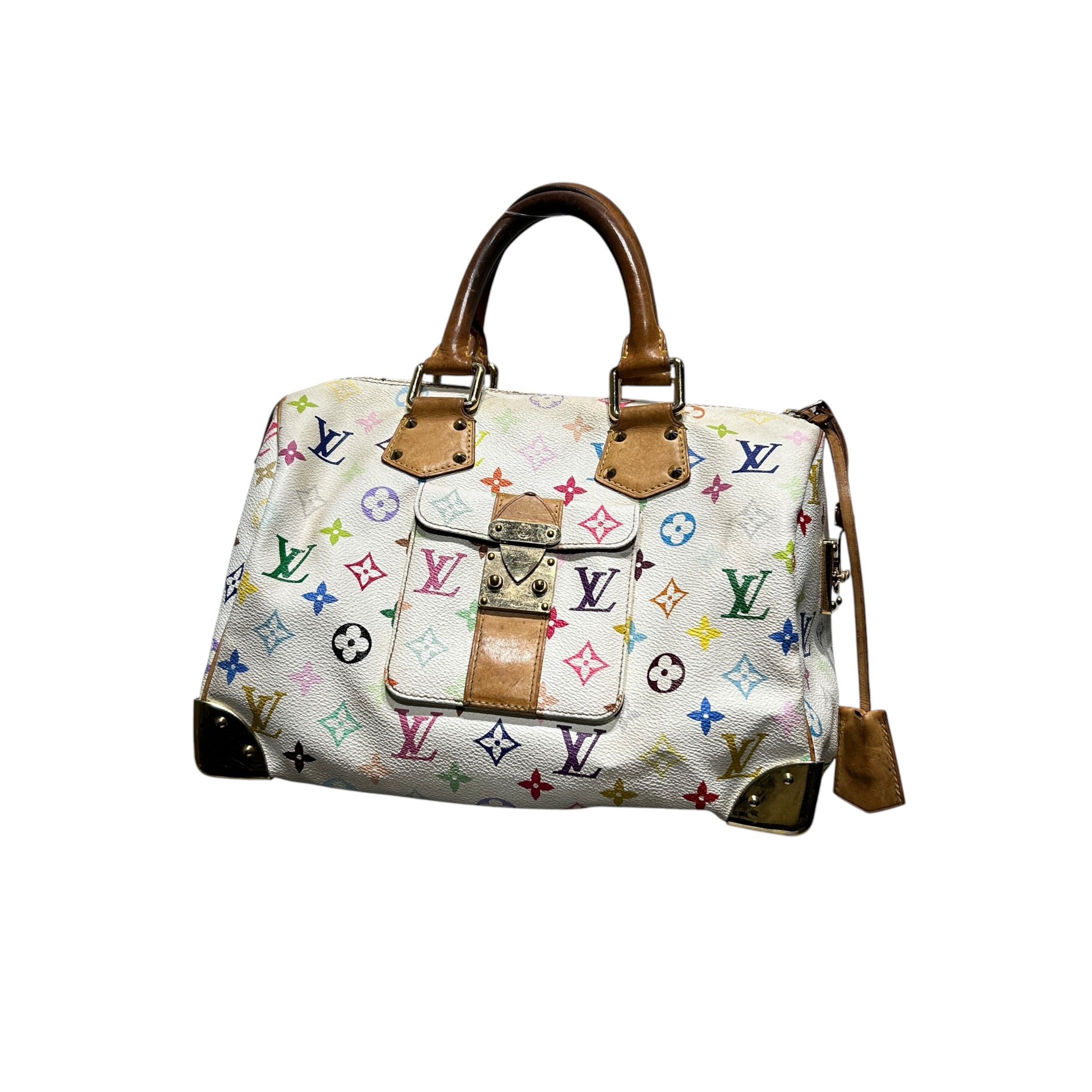 LOUIS VUITTON/Hand Bag/Monogram/Leather/WHT/Speedy White Murikami Handbag view 1