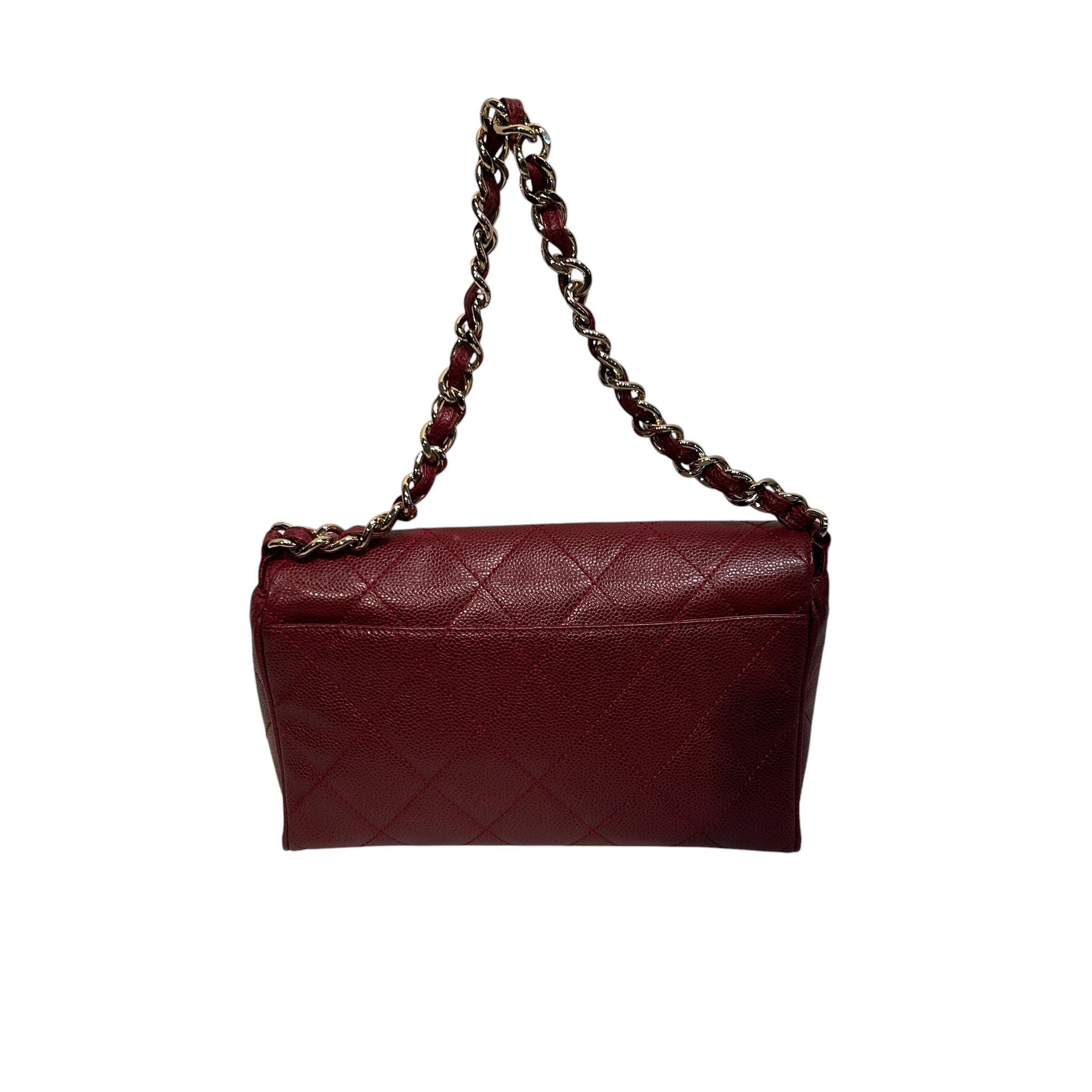 CHANEL/Hand Bag/Leather/RED/Caviar Flap Bag view 2