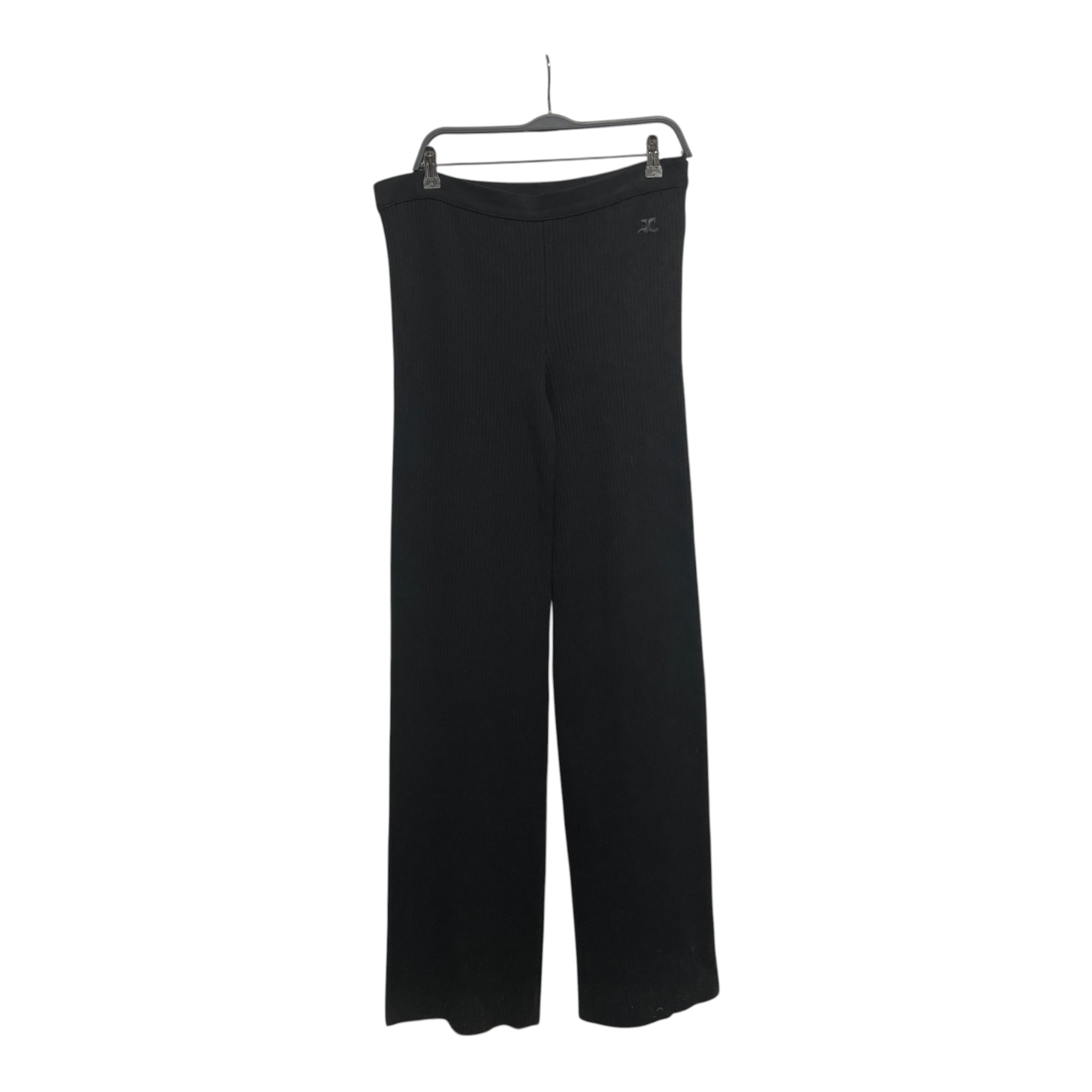 Courreges/Wide Leg Pants/L/Polyester/BLK/RIBBED FLARE view 1