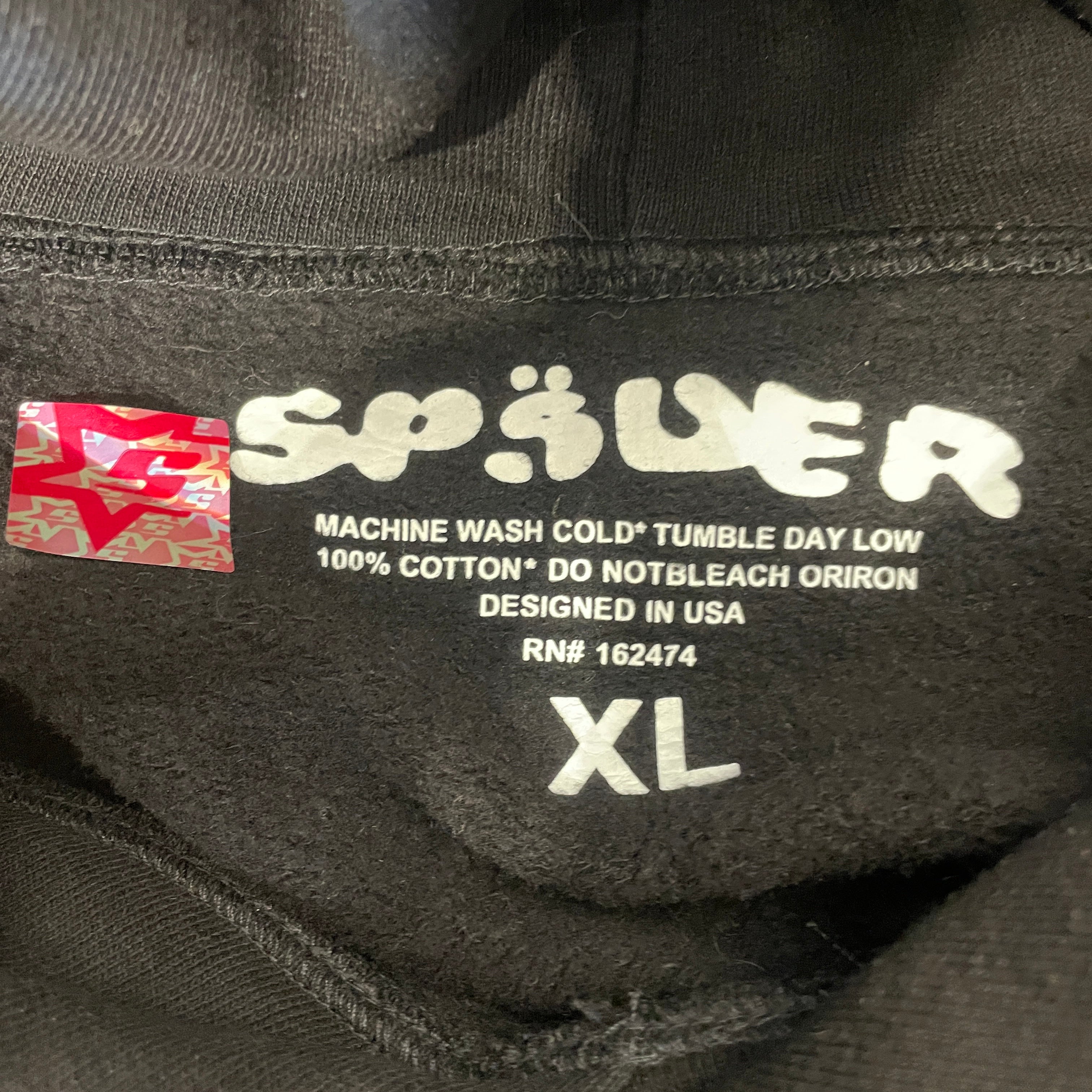 Sp5der/Hoodie/XL/Cotton/BLK/RedRhinstoneWeb view 3