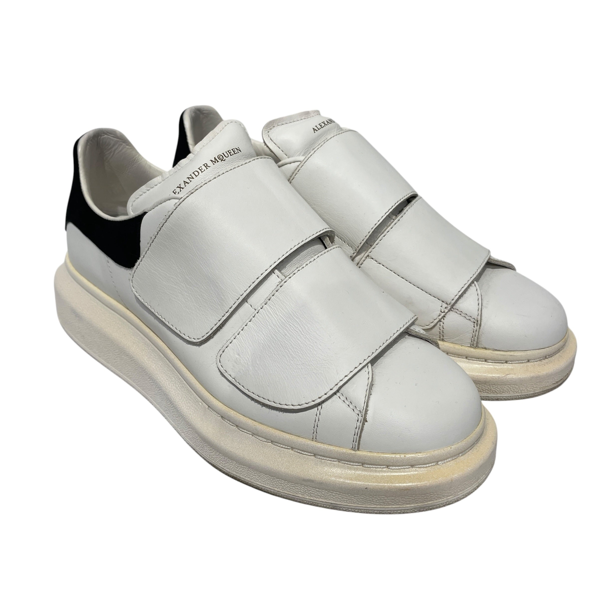 Alexander McQueen/Low-Sneakers/EU 37/Leather/WHT/black suede back/velcro straps view 1