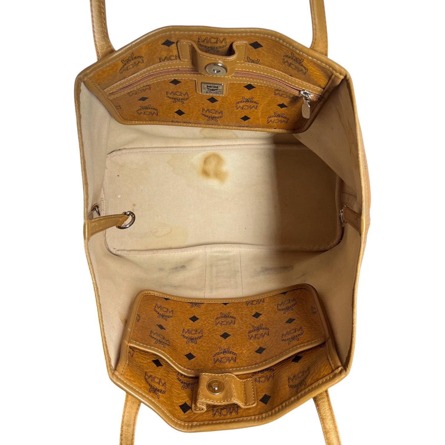 MCM/Tote Bag/Monogram/Leather/CML/COGNAC LIME STRIPE view 4