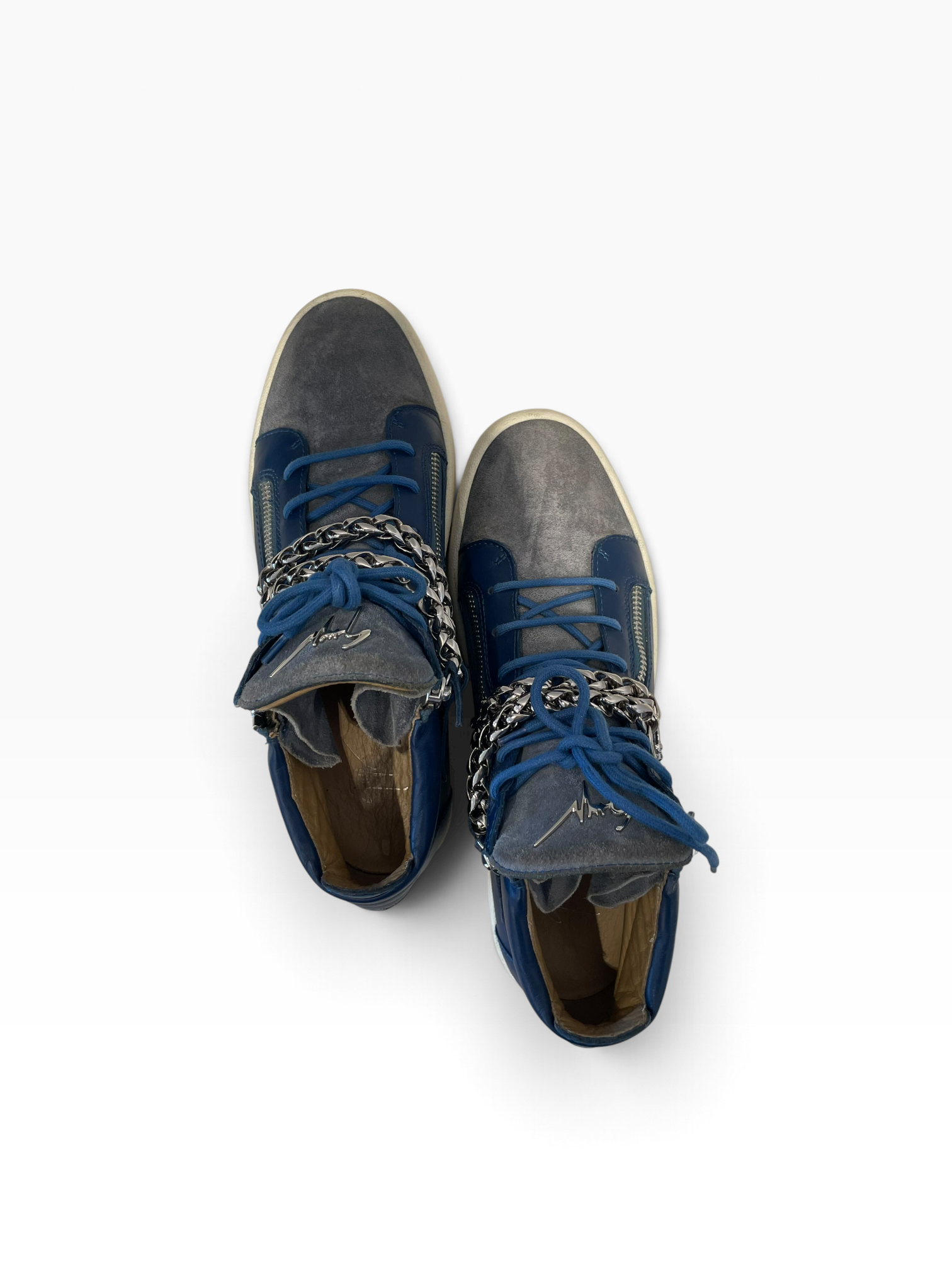 Giuseppe Zanotti/Hi-Sneakers/EU 45/Suede/BLU/Chain Trim Royce Hi-Tops view 3
