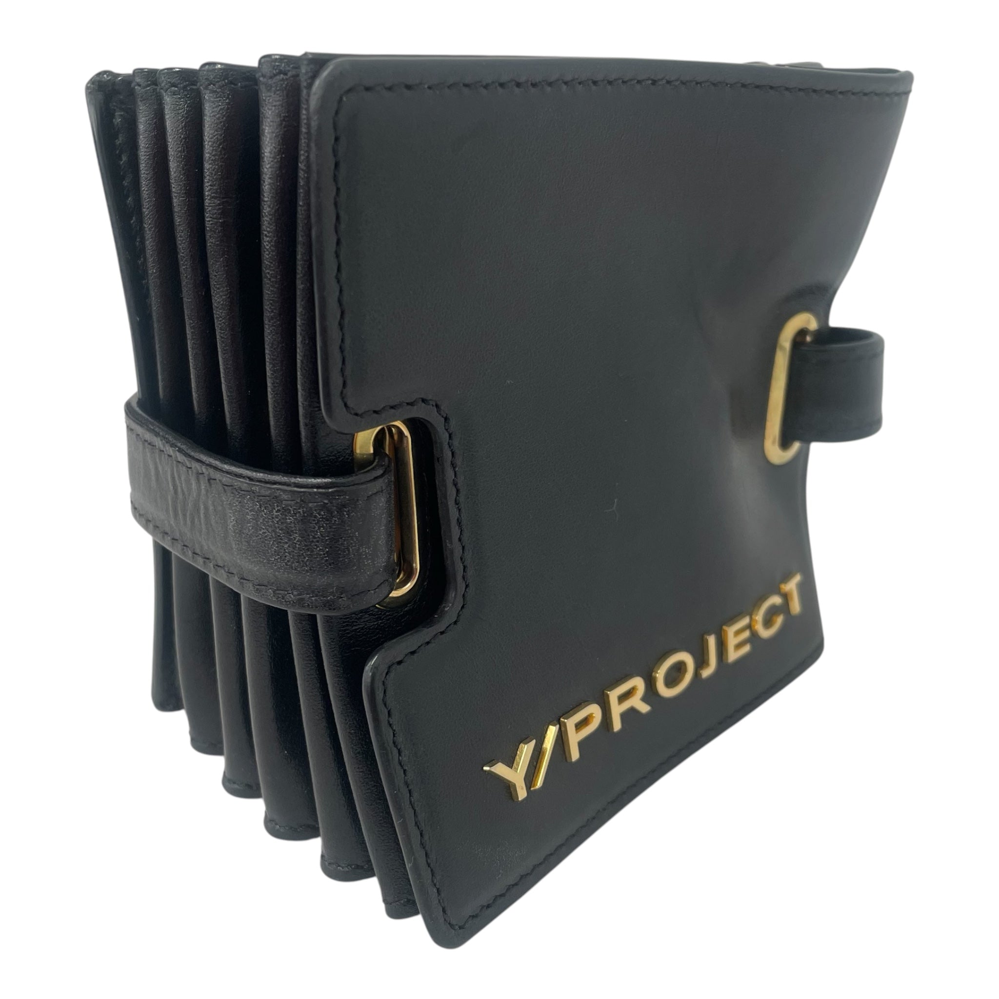 Y/PROJECT/Cross Body Bag/Leather/BLK/Gold accent view 2