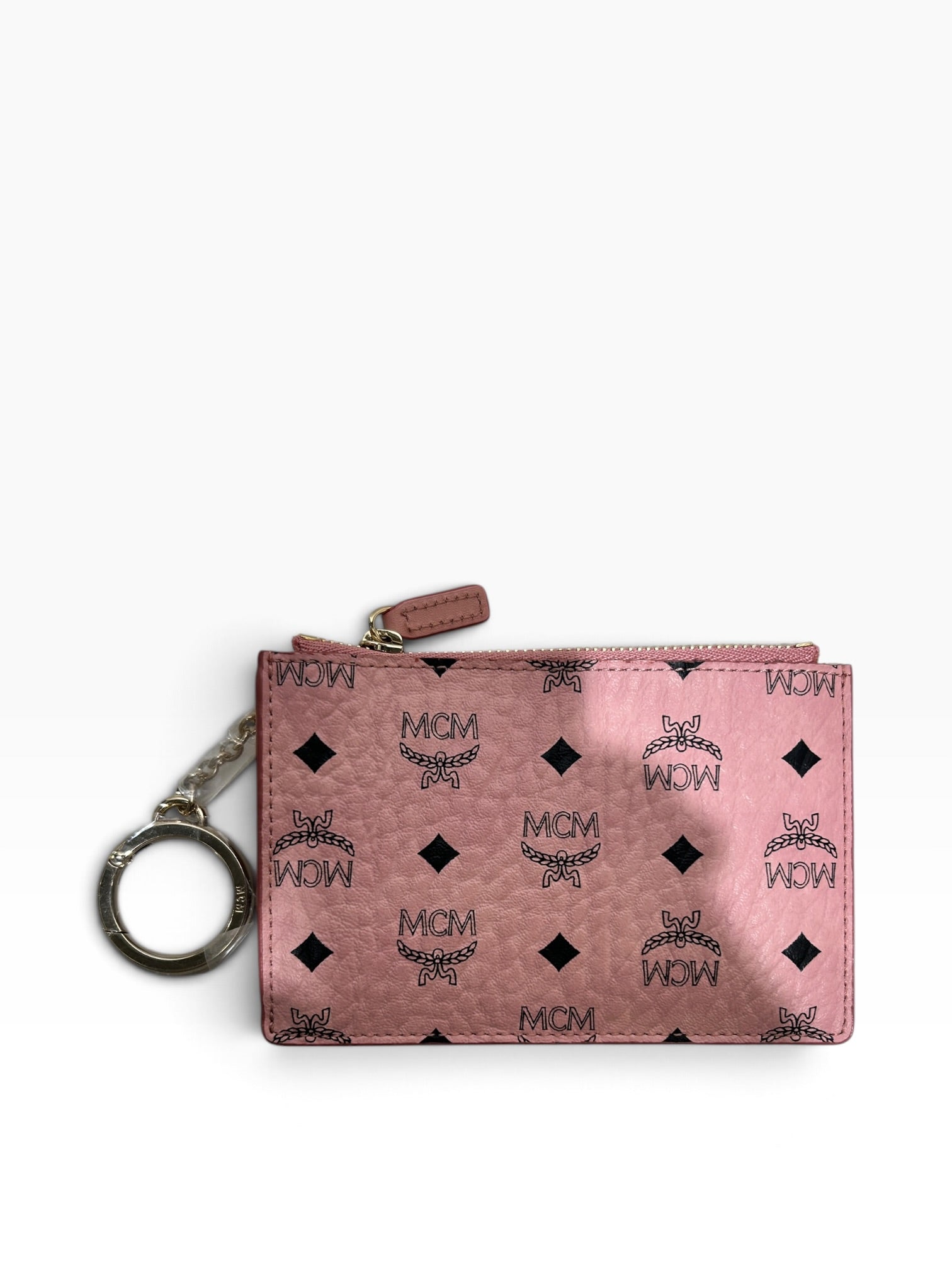 MCM/Wallet Chain/Monogram/PNK/L's/BBY PNK ZIP WALLET GLD HRDWRE view 1