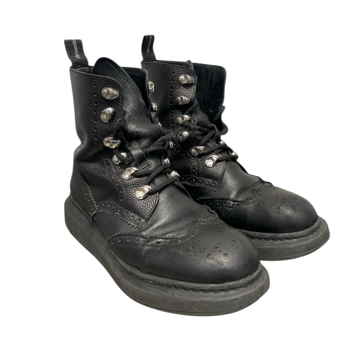 Alexander McQueen/Boots/EU 41/Leather/BLK/STUD LACE UP BOOTS view 1