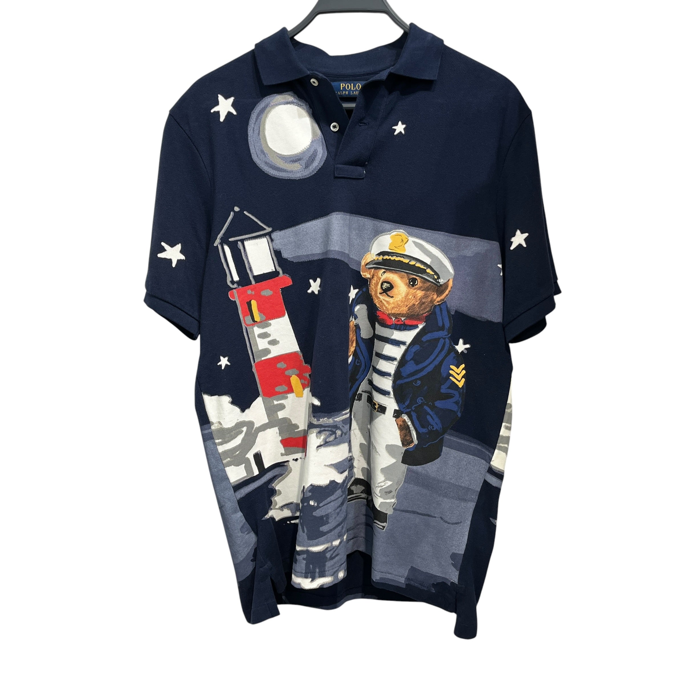 POLO RALPH LAUREN/Polo Shirt/M/Cotton/NVY/All Over Print/lighthouse view 1