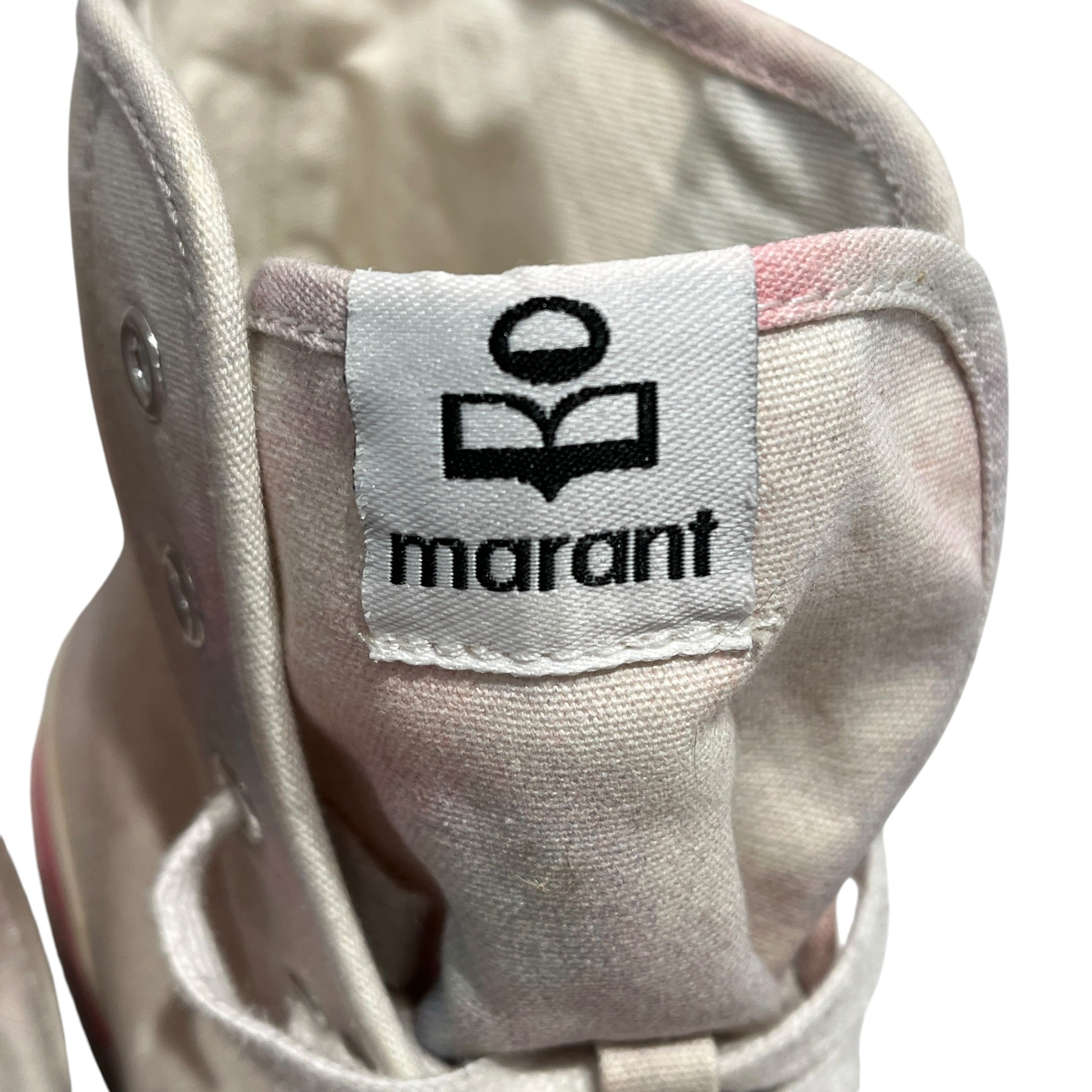 ISABEL MARANT/Hi-Sneakers/US 10/Graphic/Cotton/CRM/pink outline green logo view 4