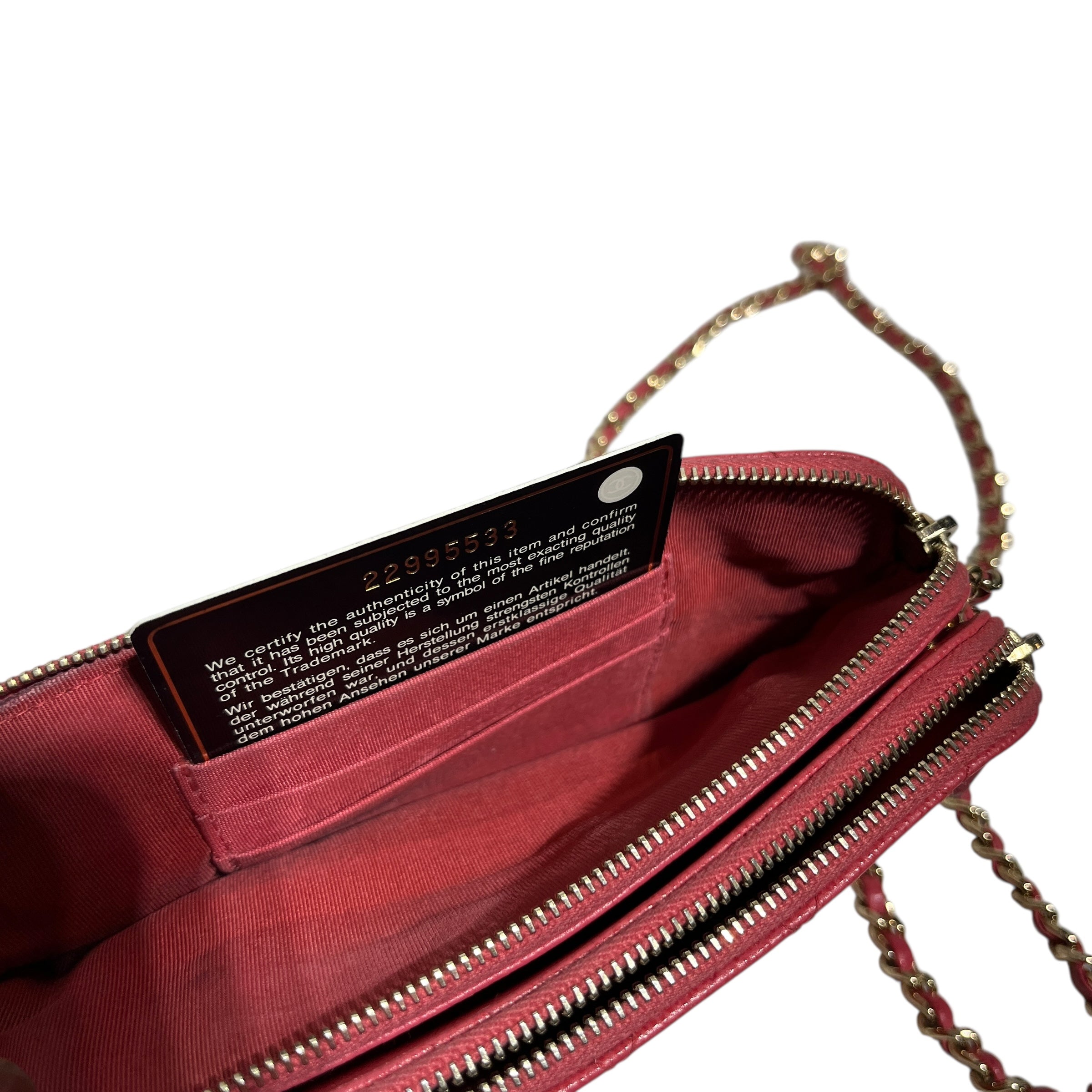 CHANEL/Cross Body Bag/Leather/PNK/CAVIAR DOUBLE ZIP view 8