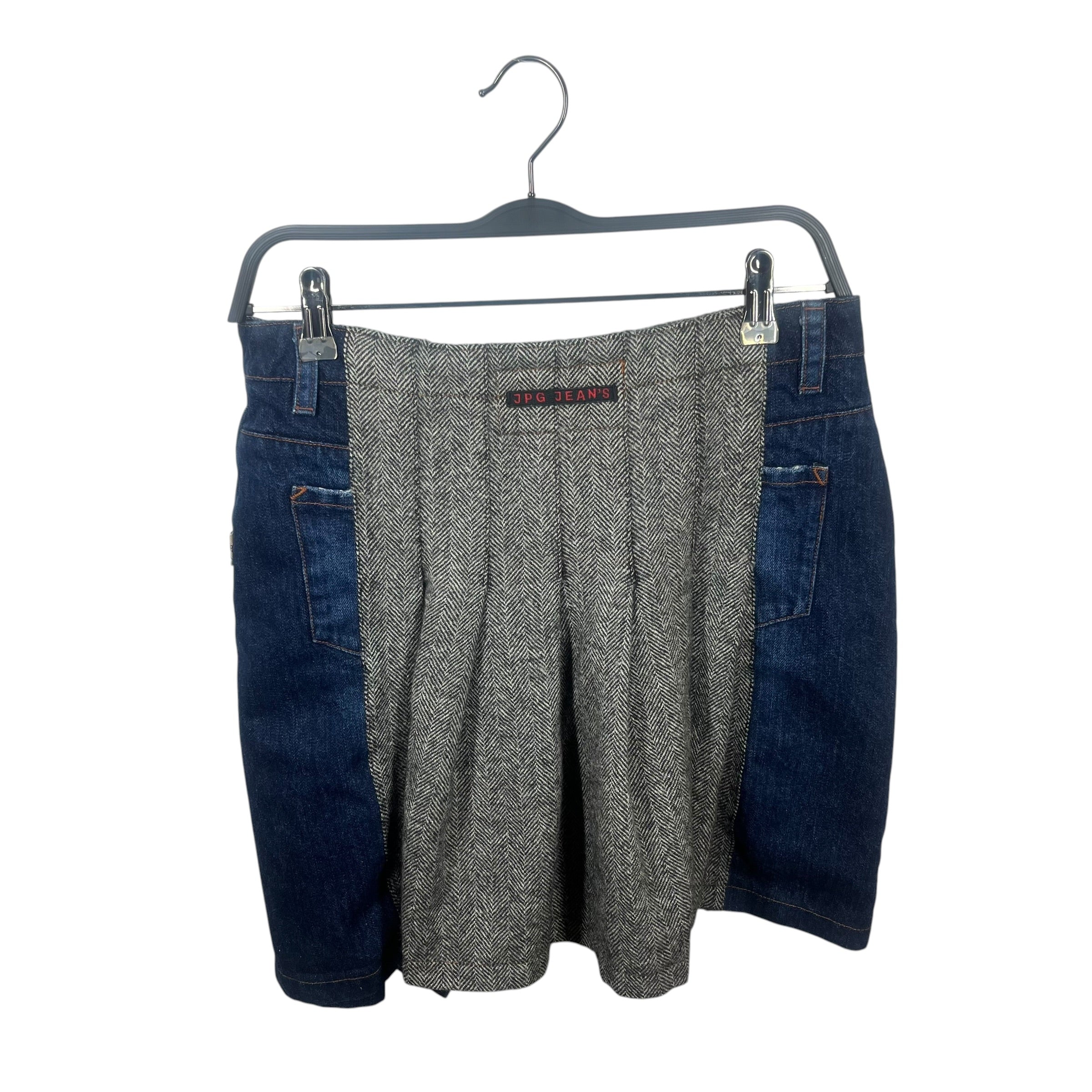 GAULTIER JEAN'S/Skirt/42/Wool/GRY/PLEATED HYBRID WOOL/DENIM view 2