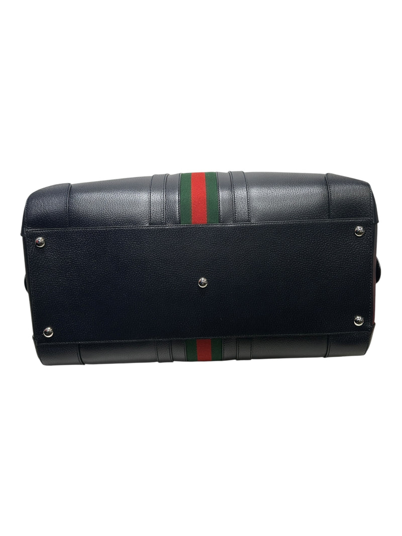 GUCCI/Luggage/Leather/NVY/SAVOY WEB DUFFLE / SLV GG