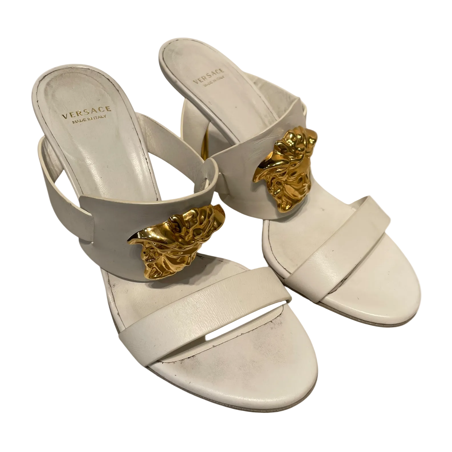 VERSACE/Heels/EU 36.5/Leather/WHT/LARGE SNAKE HEAD STRAP DETAIL view 1