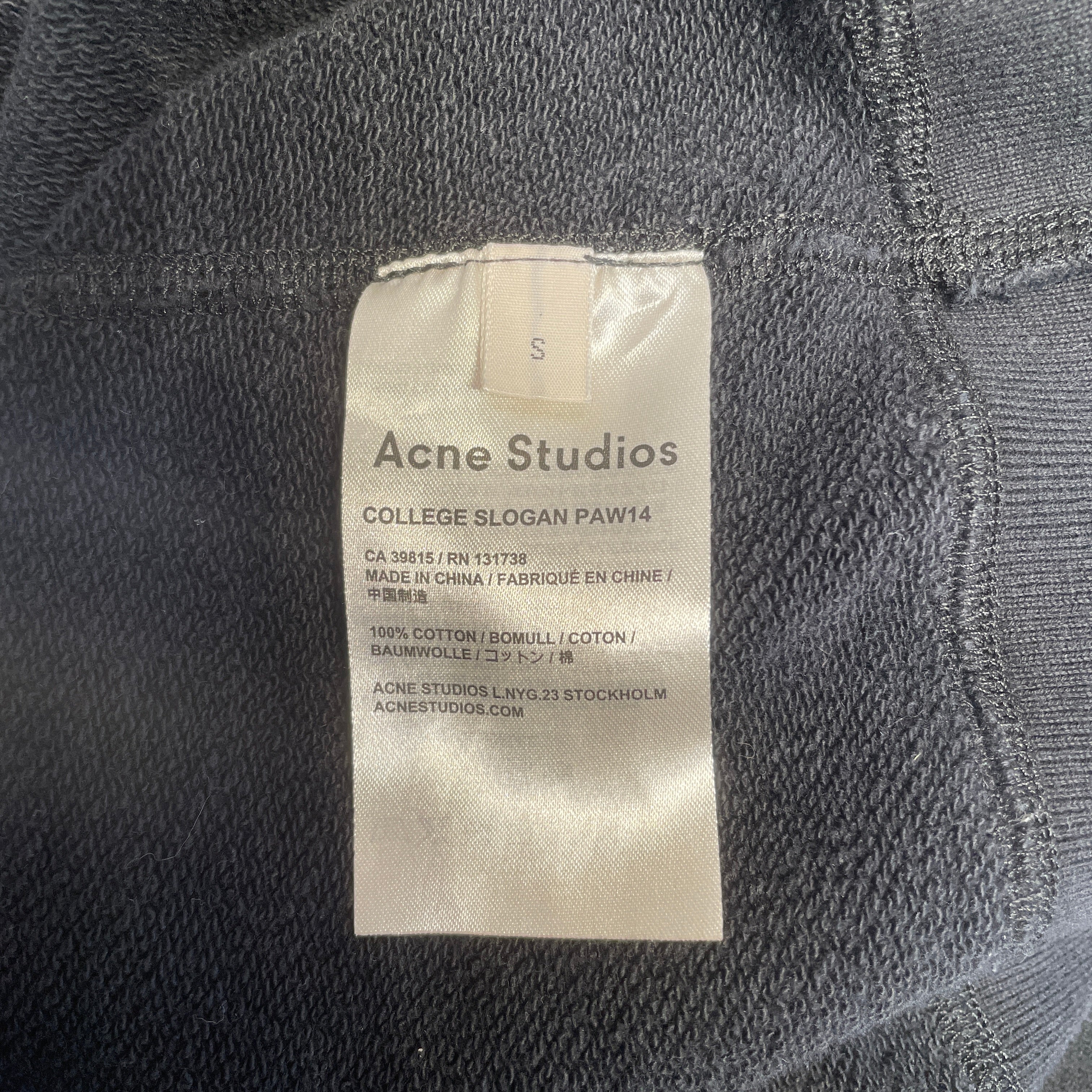 Acne Studios/Sweatshirt/S/Cotton/BLK/YOU FIRST view 3