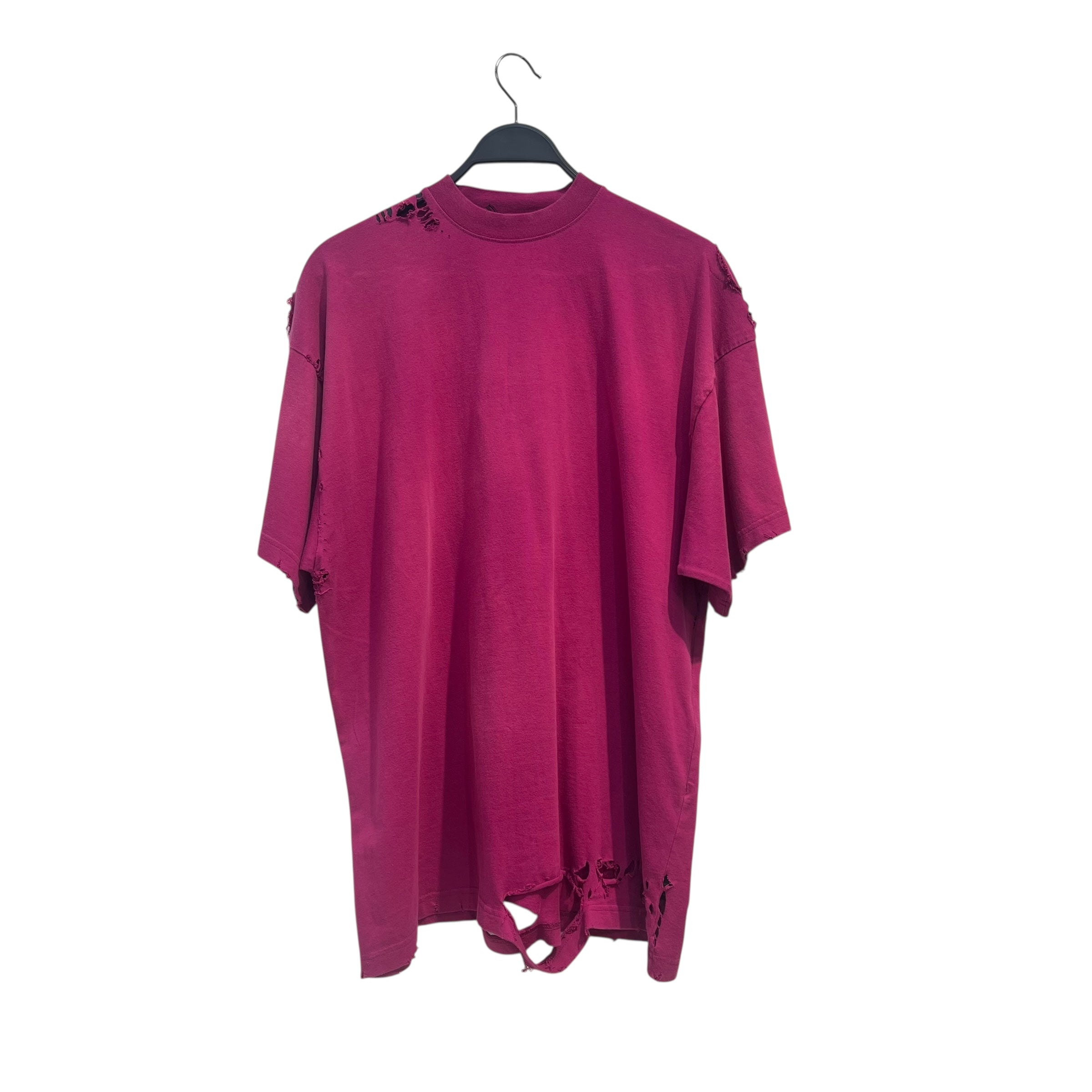 BALENCIAGA/T-Shirt/L/Cotton/PNK/DISTRESSED/ DATES ON SHOULDER view 1