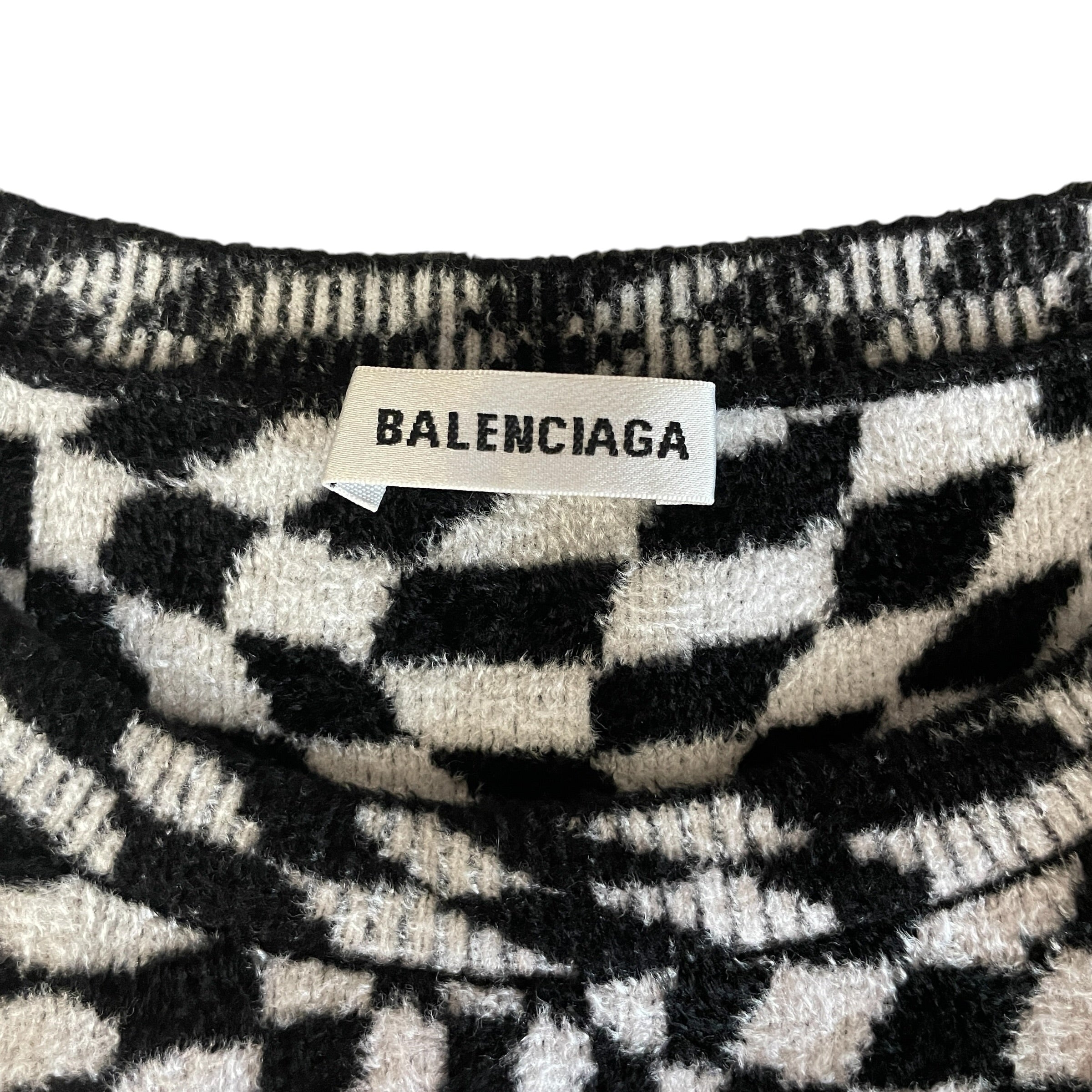 BALENCIAGA/Sweater/S/Hombre Check/Rayon/BLK/2018 WARPED CHECKERBOARD view 3
