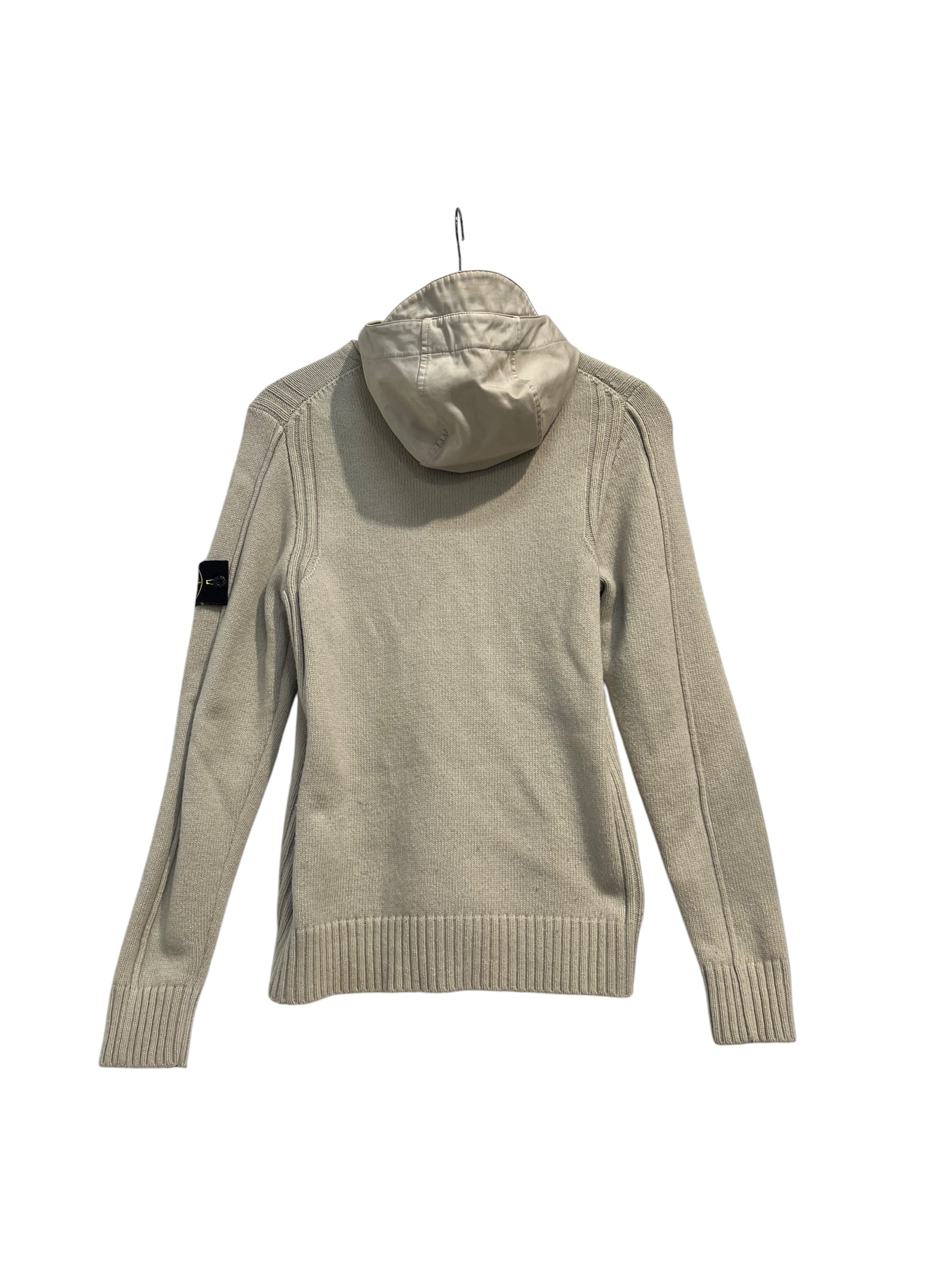 STONE ISLAND/Zip Up Hoodie/S/Wool/CRM/KNIT HOODIE view 2