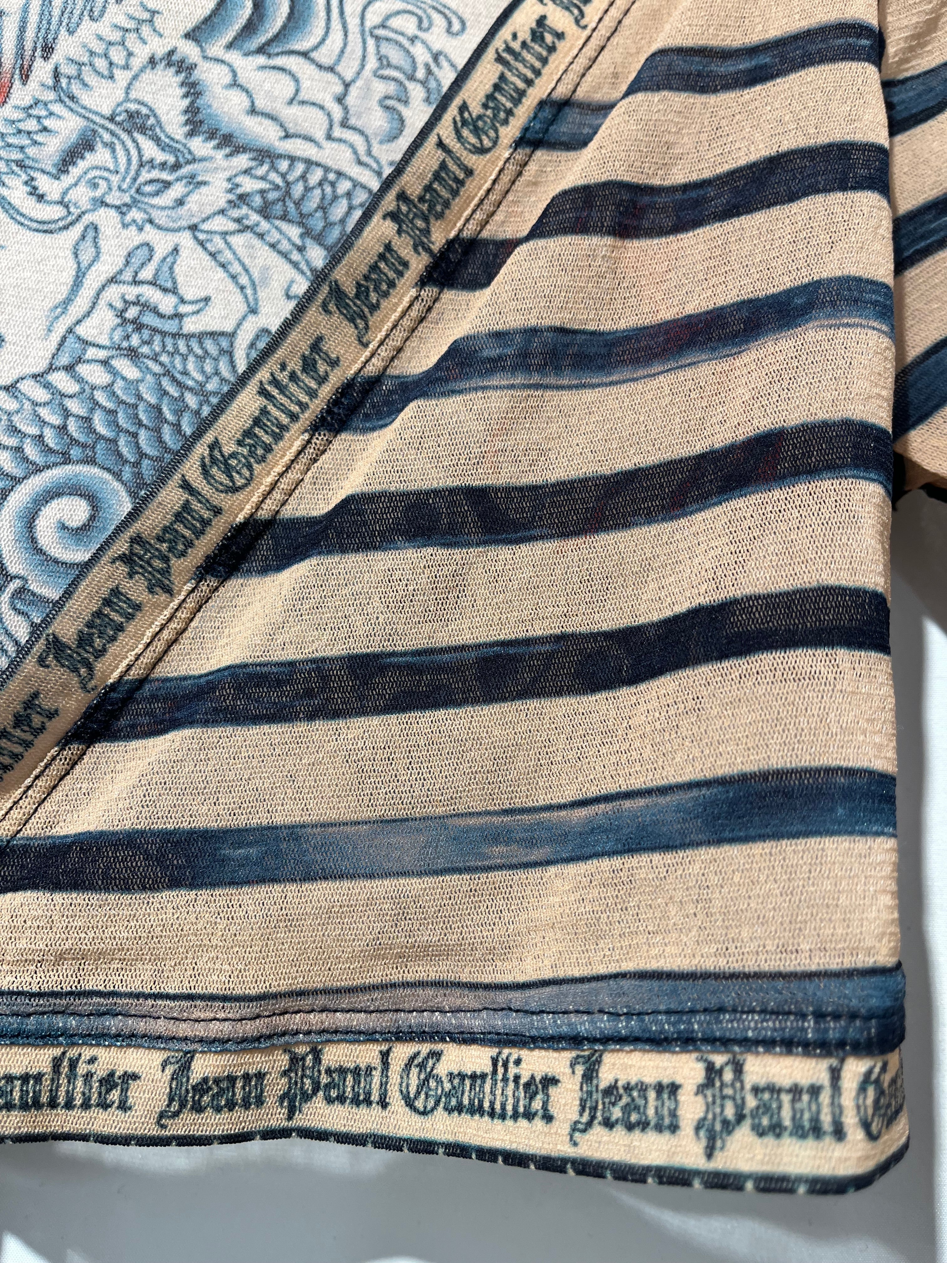 Jean Paul Gaultier/LS Blouse/XS/PNK/NUDE SAILOR TATTOO STRIPE TOP view 5