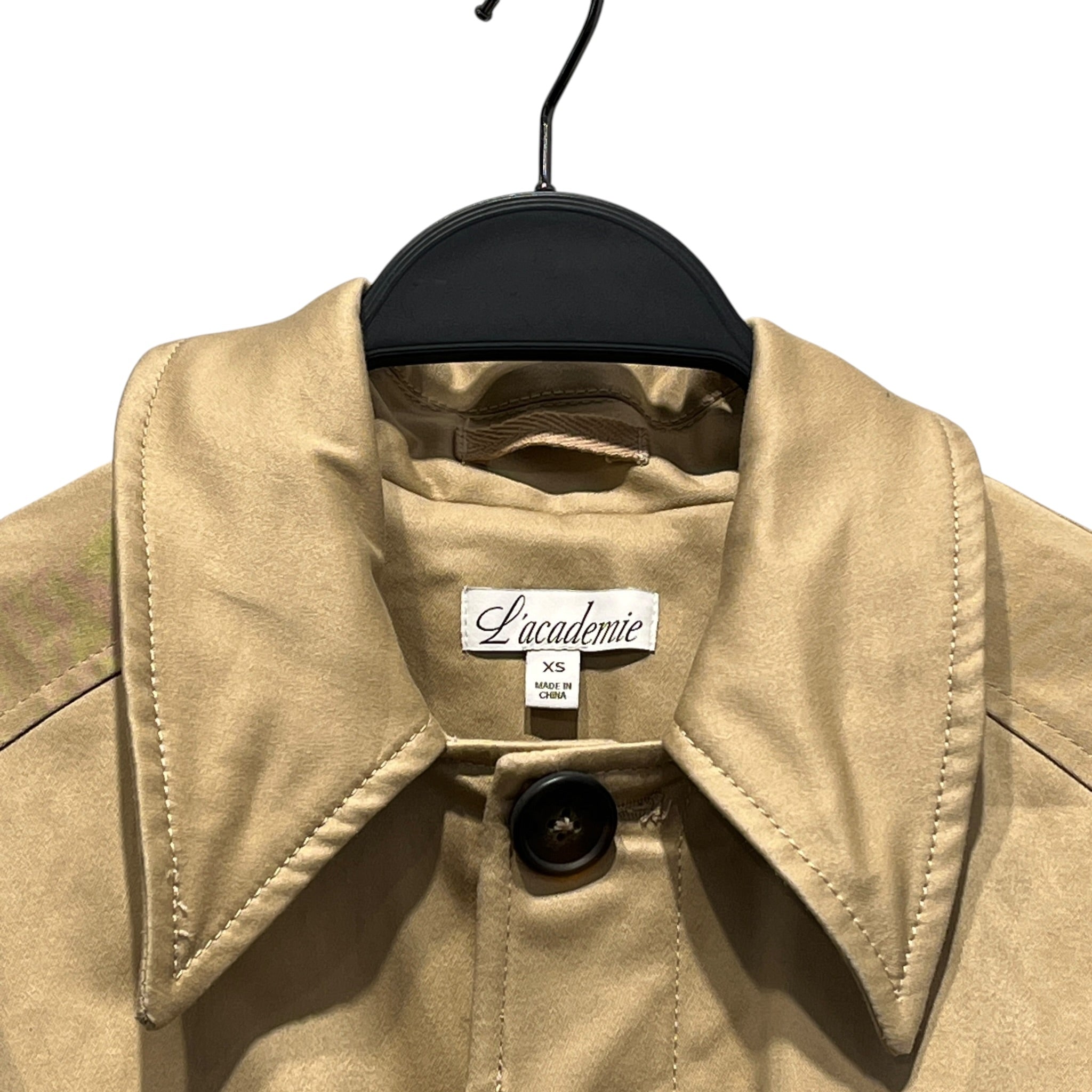 L'academie/Trench Coat/XS/Cotton/BEG/Maxi Length/TIE WAIST/BROWN BUTTONS/COLLAR view 3