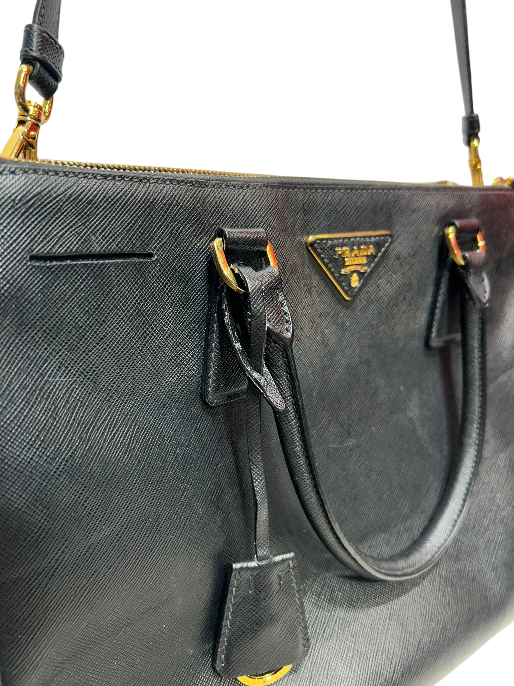 PRADA/Tote Bag/Leather/BLK/SAFFIANO LEATHER BAG view 7