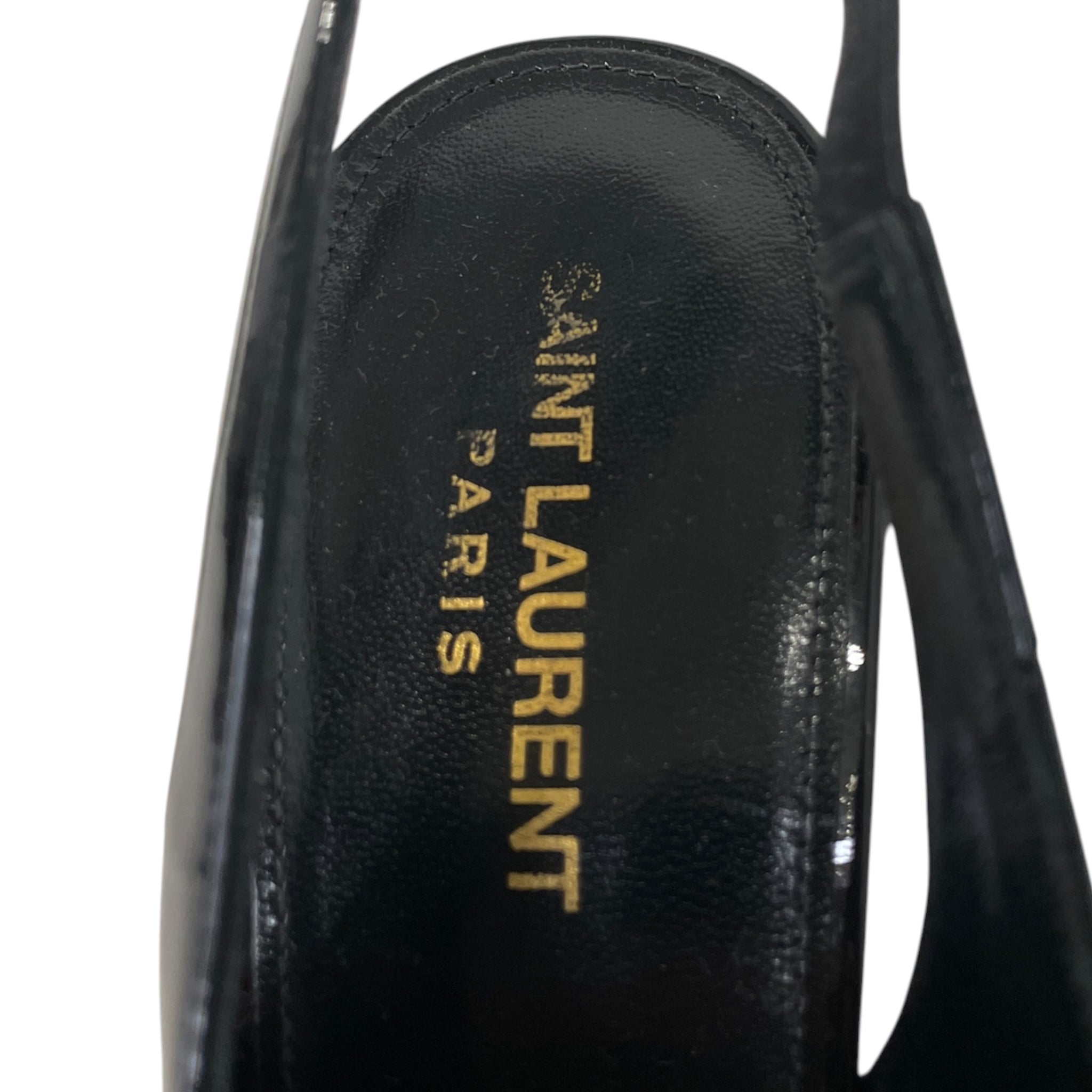 SAINT LAURENT/Heels/US 8.5/Leather/BLK/SLINGBACK HEEL view 3