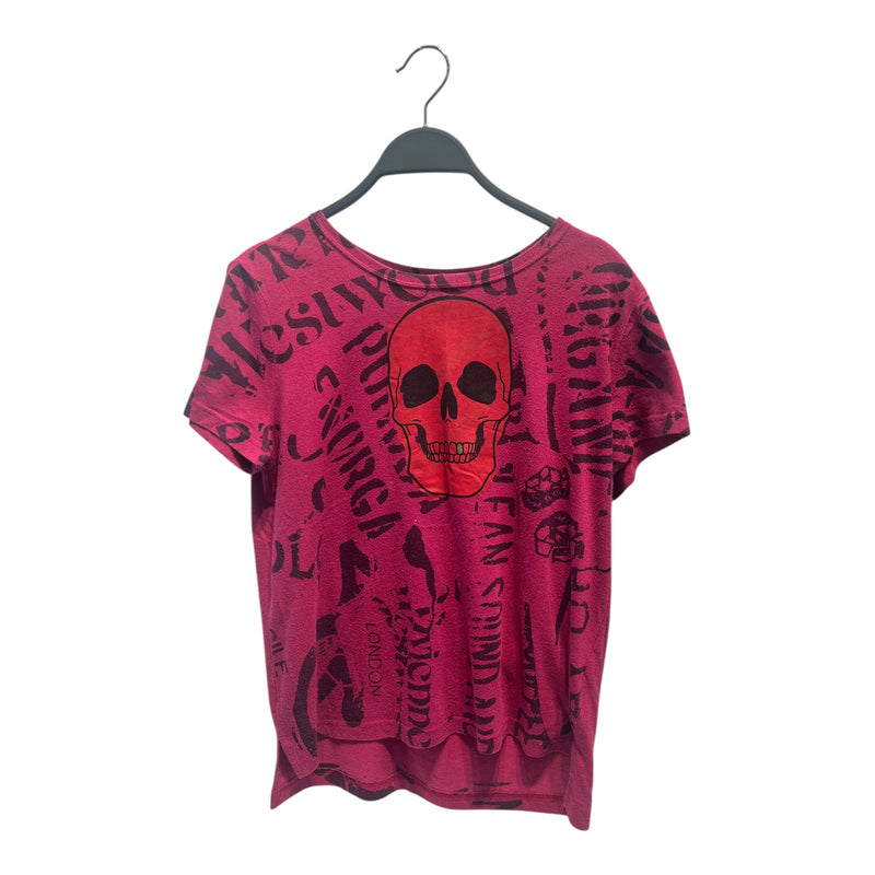 Vivienne Westwood RED LABEL/T-Shirt/2/All Over Print/Cotton/PNK/RED SKULL GOLD TOOTH