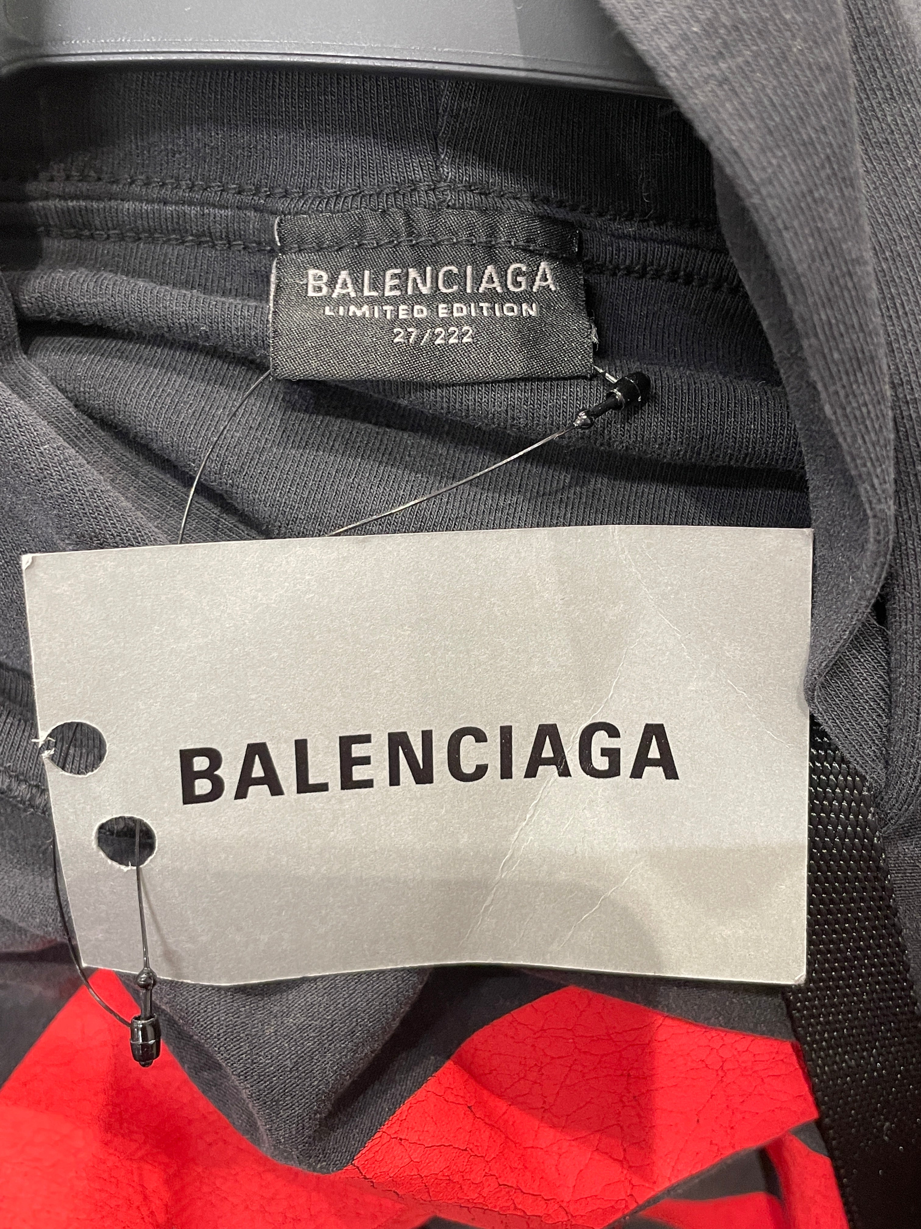 BALENCIAGA/Hoodie/M/Graphic/Cotton/BLK/RED STOP SIGN W LANYARD view 3