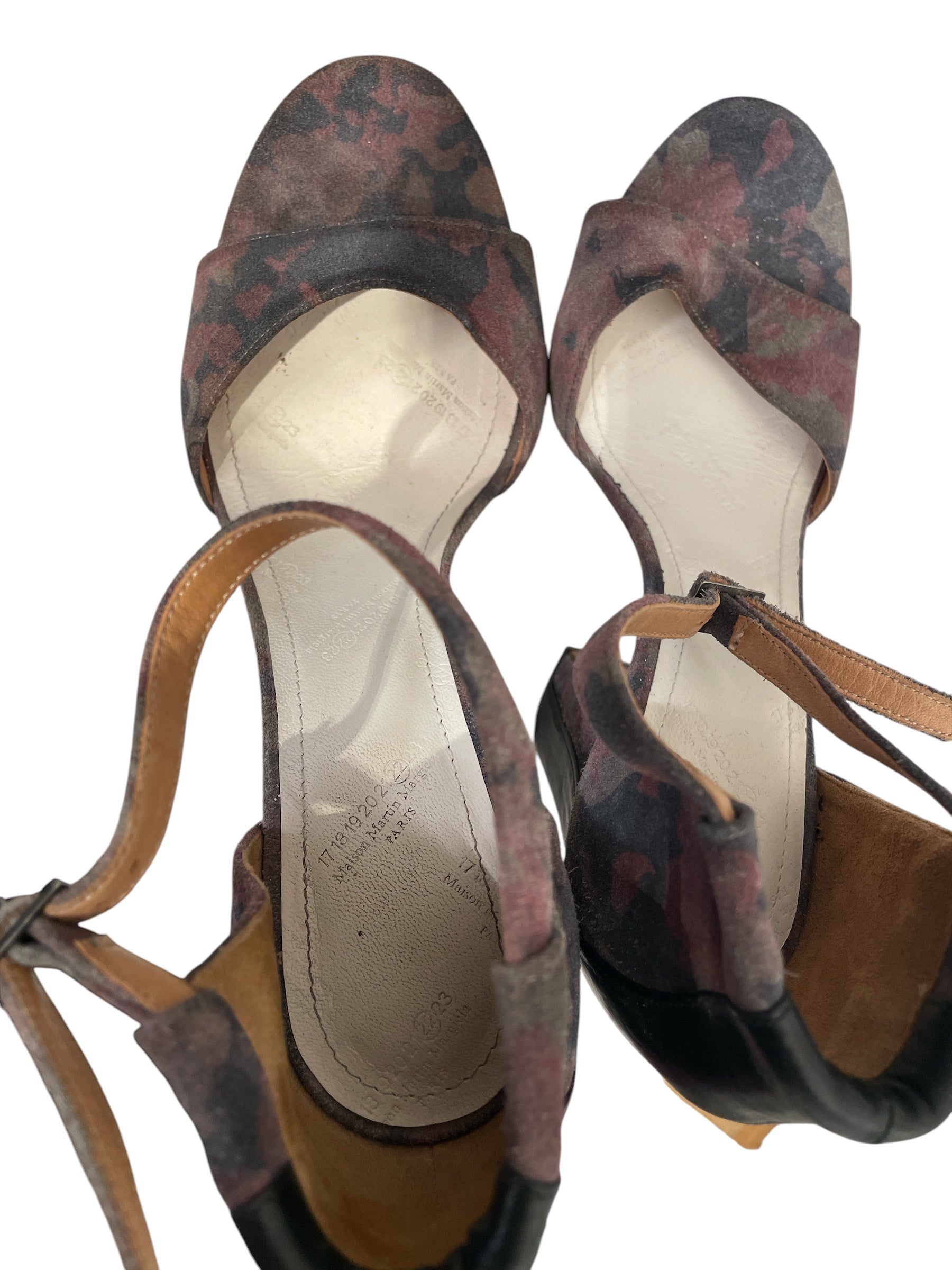 Maison Margiela/Heels/EU 37/Floral Pattern/Suede/MLT/OPEN TOE BLOCK HEELS view 3