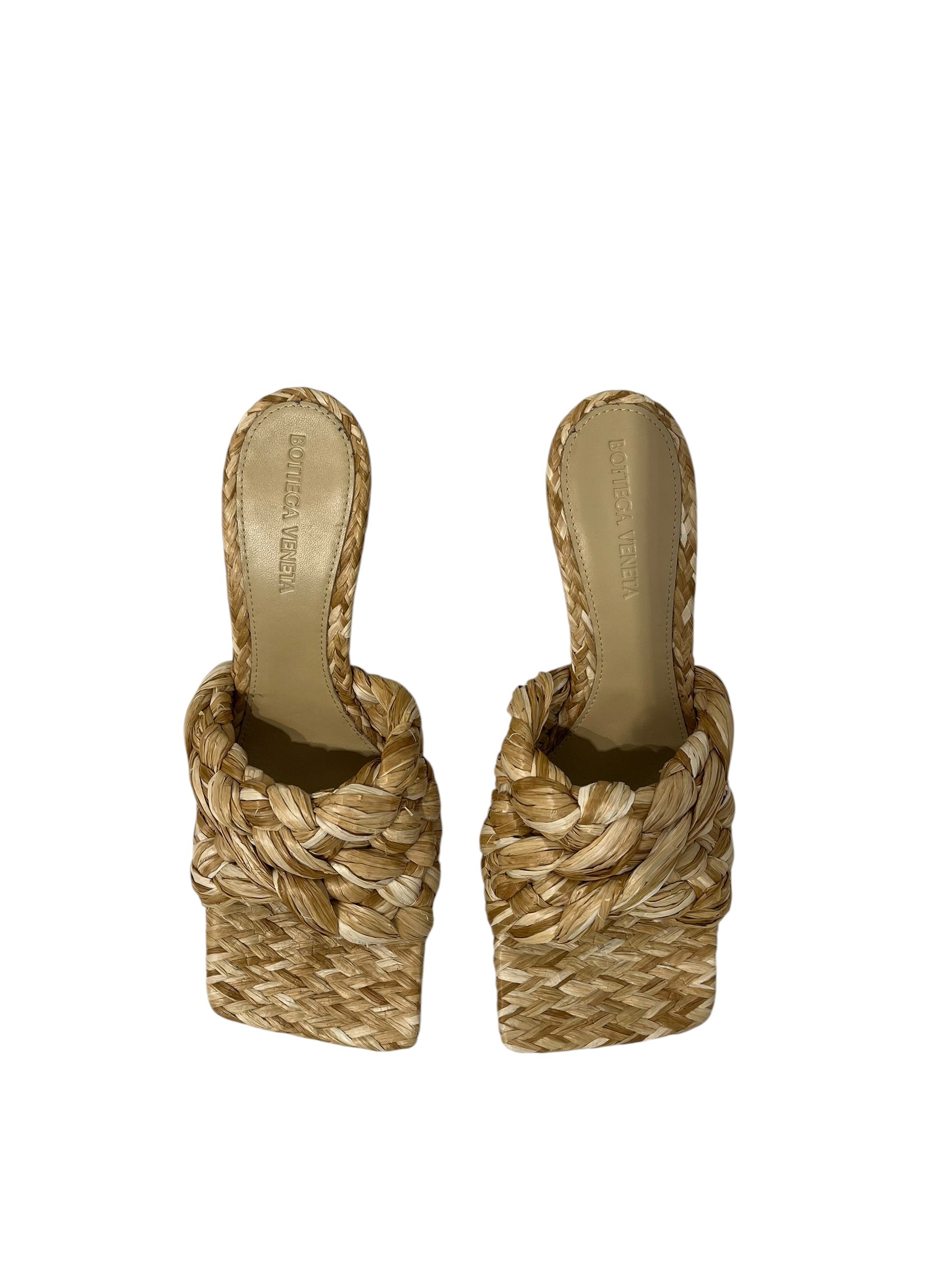 BOTTEGA VENETA/Heels/EU 37/BEG/Open-Toe/hay twine front square view 6