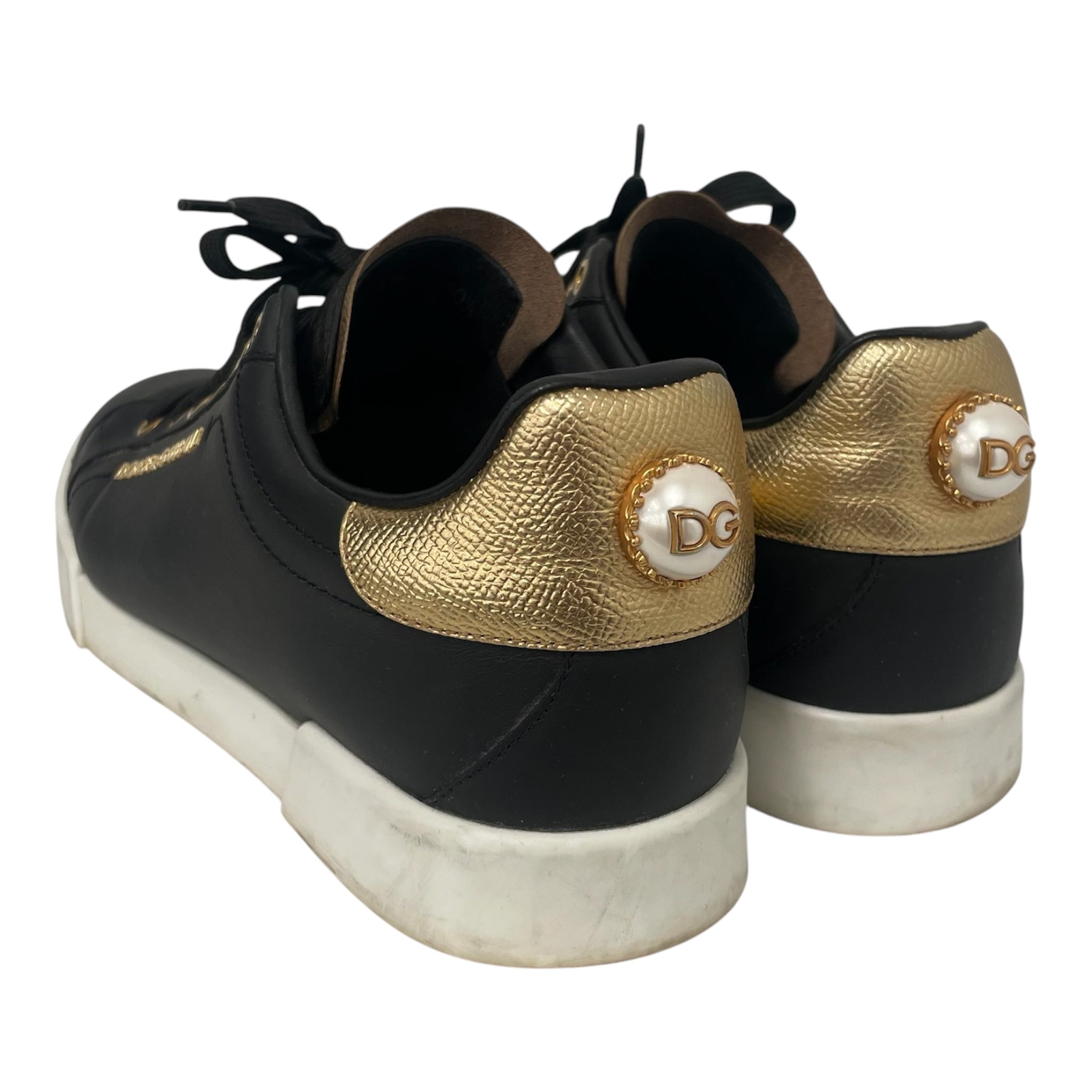 DOLCE&GABBANA/Low-Sneakers/US 9.5/Leather/BLK/GOLDLETTERING view 3
