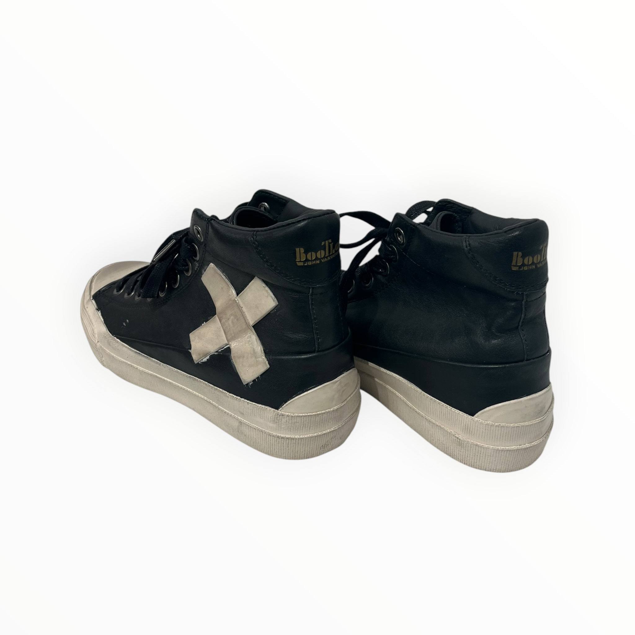 john varvatos/Hi-Sneakers/US 7/Leather/BLK/BOOTLEG CROSS BANDAGE HI TOP view 2