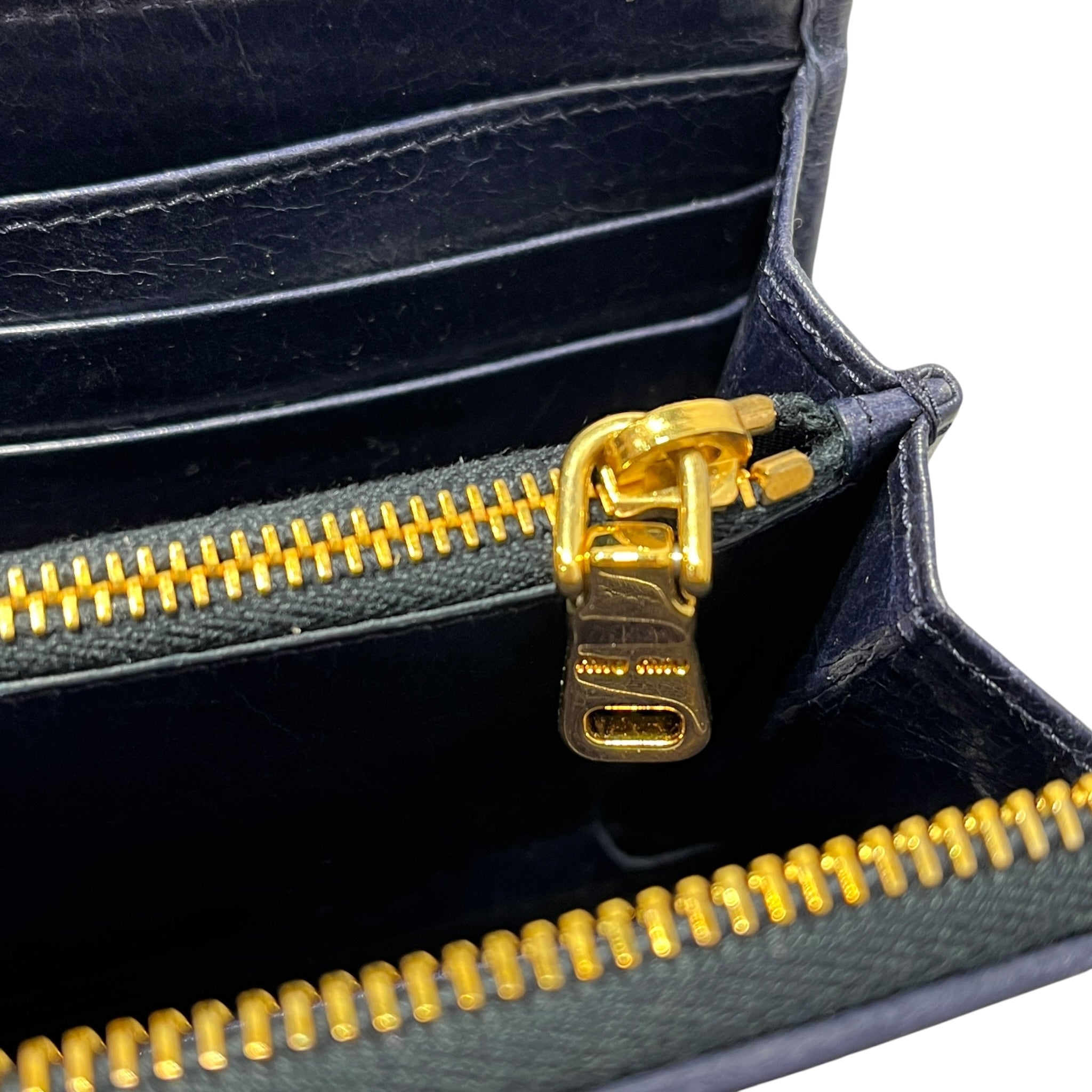 MIU MIU/Long Wallet/Leather/NVY/L's/Matelasse Ribbed Lthr Clutch view 7
