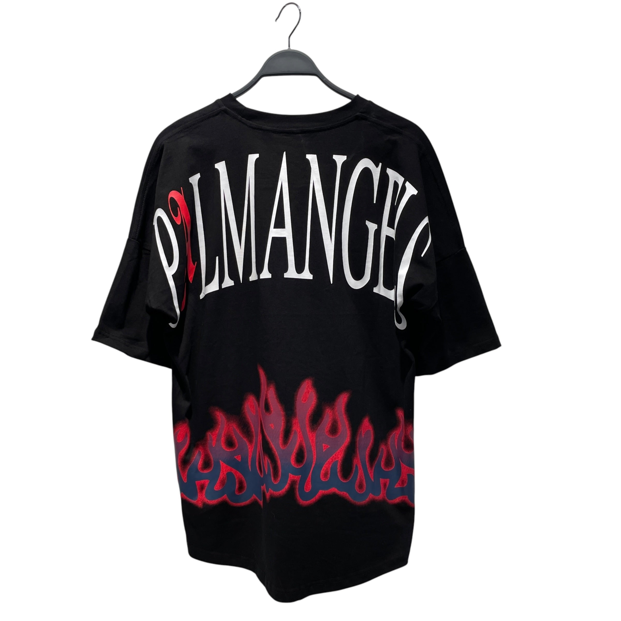 Palm Angels/T-Shirt/M/Cotton/BLK/Graphic/red flames around bottom view 2