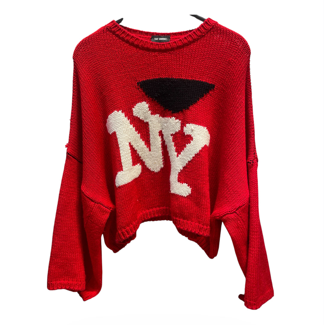 RAF SIMONS/Sweater/S/Graphic/Wool/RED/NY view 1