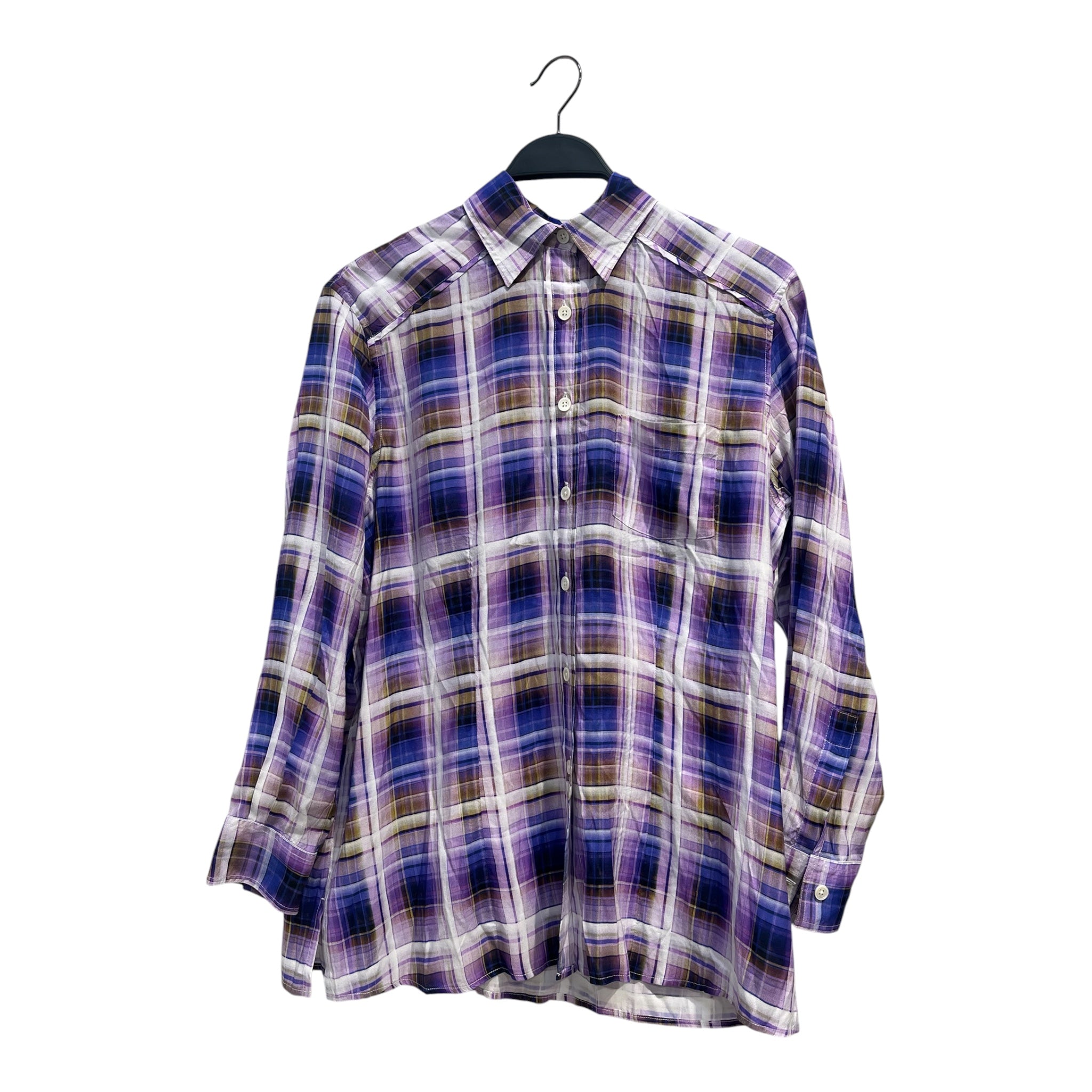 OUR LEGACY/LS Shirt/32/Cotton/PPL/Plaid/ppl blu wht ylw view 1