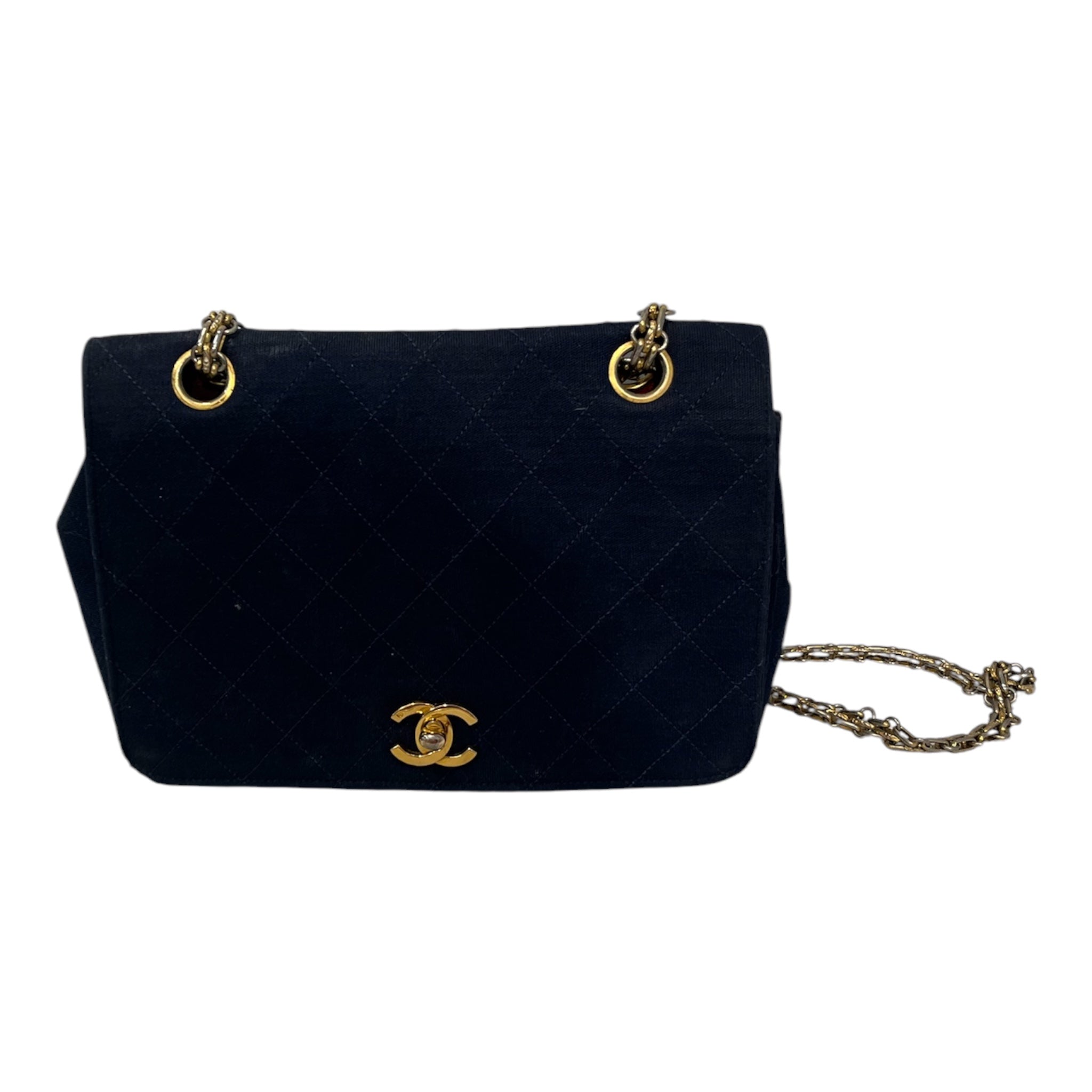 CHANEL/Cross Body Bag/Cotton/NVY/classic flap bag cloth view 1