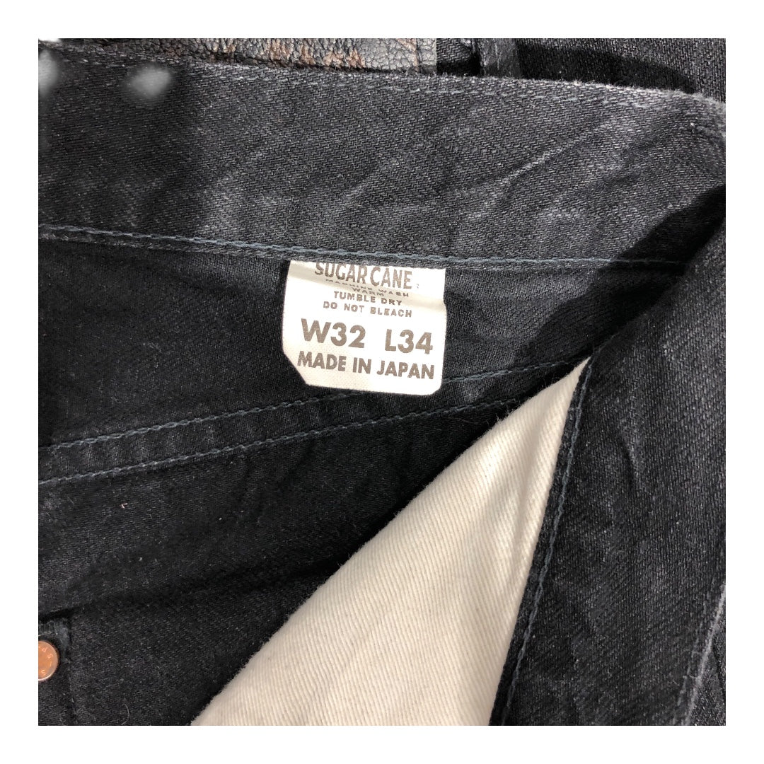 SUGAR CANE/Straight Pants/32/Denim/BLK/Button Fly/32x34 view 3