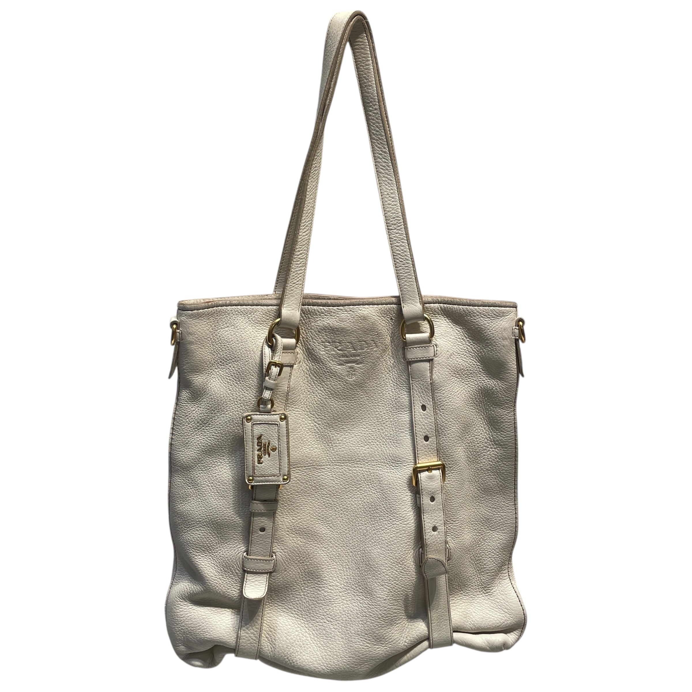 PRADA/Hand Bag/OS/Leather/WHT/Belted Shoulder bag view 1