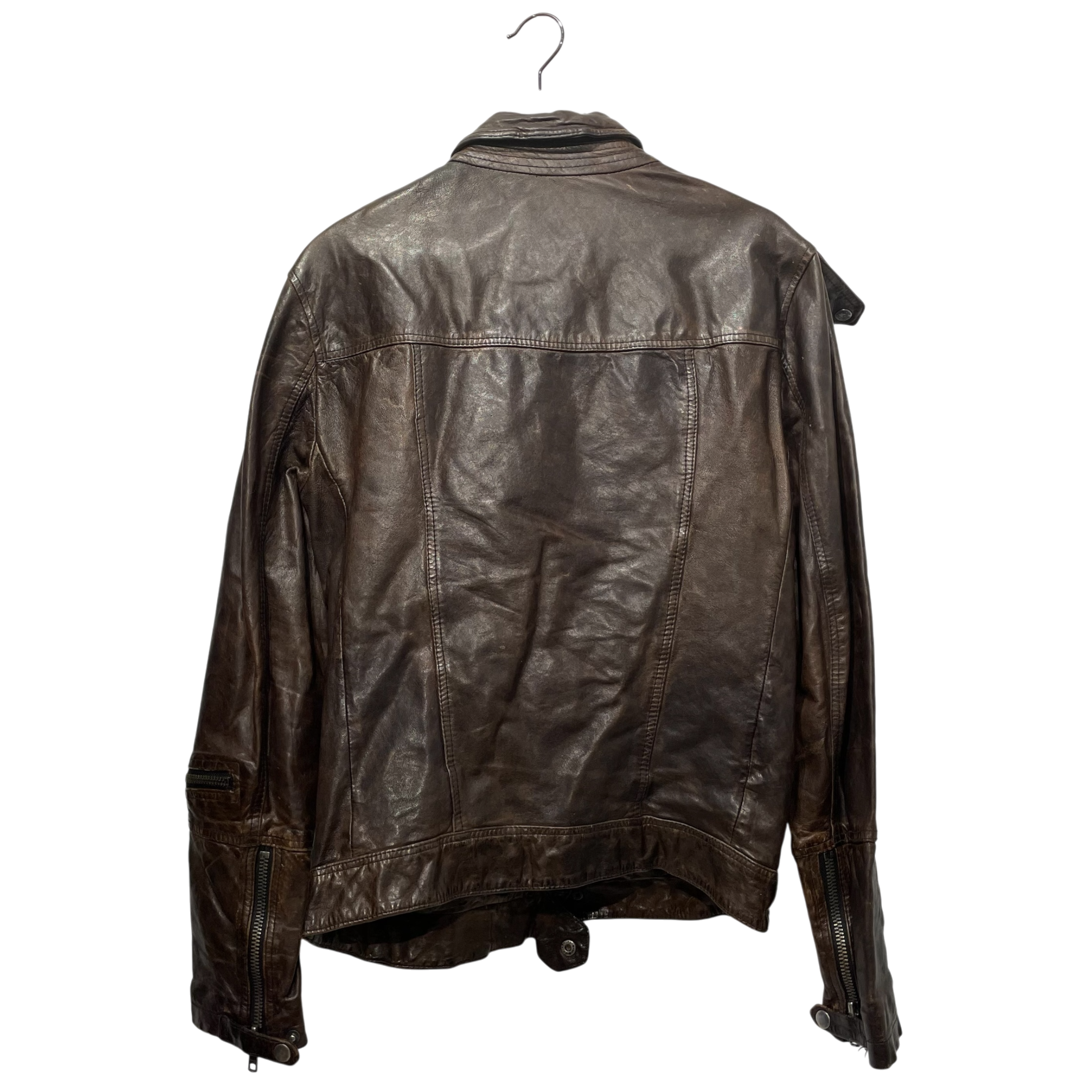ALLSAINTS/Leather Jkt/S/Leather/BRW/raid jacket sleeve zipper view 2
