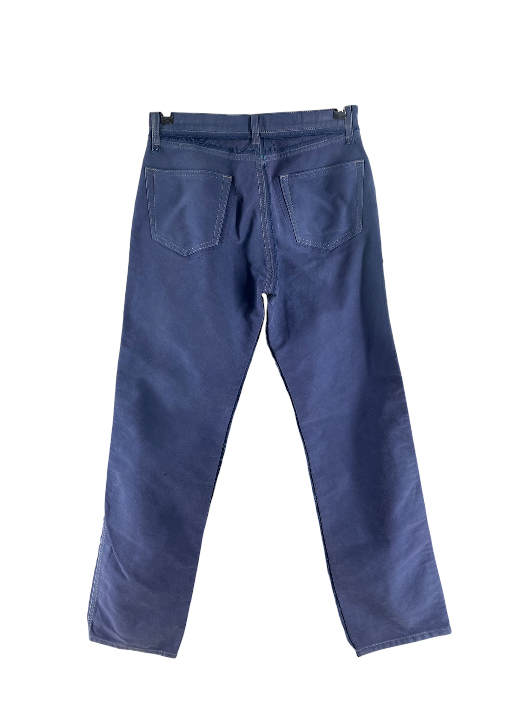 Maison Margiela/Straight Pants/32/Cotton/BLU/DISTRESSED SIDE HEM WASHED view 2