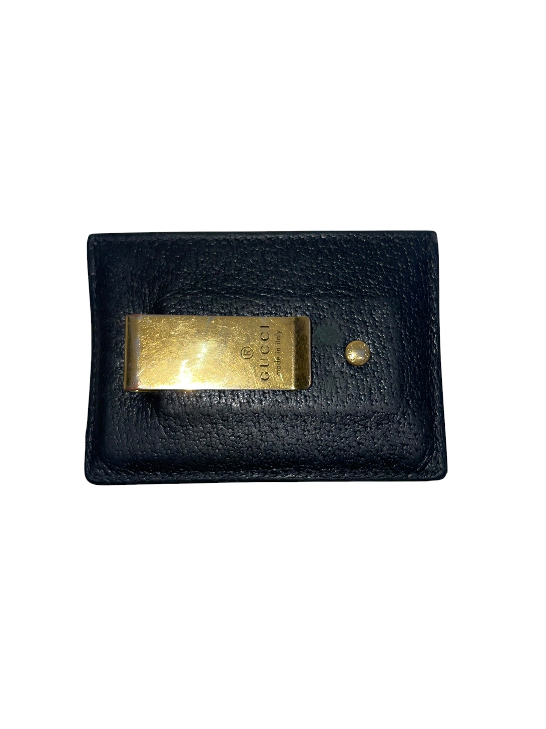 GUCCI/Wallet/Leather/BLK/Gold Clip Card Holder view 2