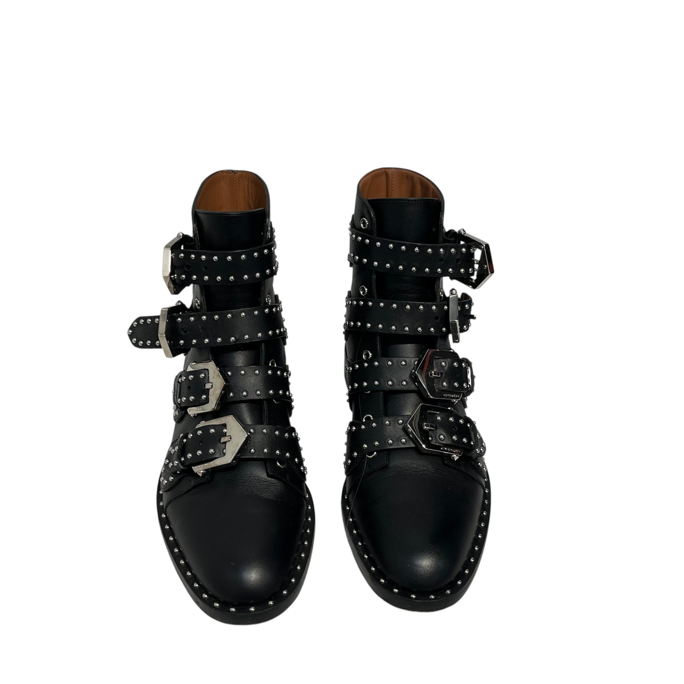 GIVENCHY/Boots/EU 36/Leather/BLK/4 buckle studded silver view 3