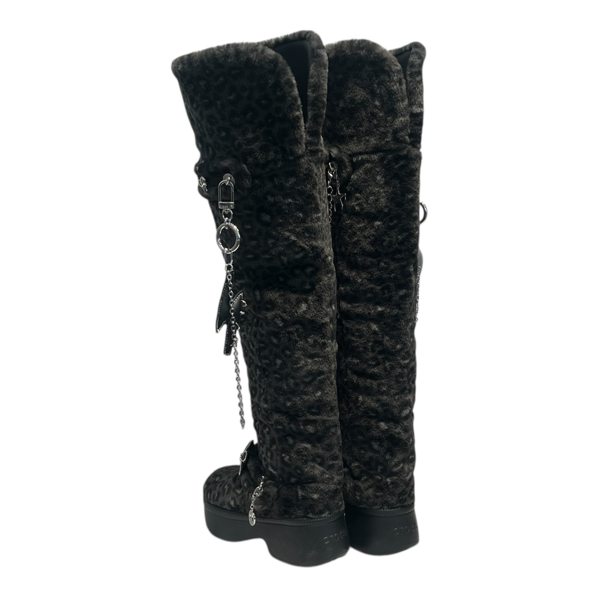 T-PAIN/crocs/Long Boots/US 6/Animal Pattern/Polyester/GRY/LEOPARD PRINT NEW view 2