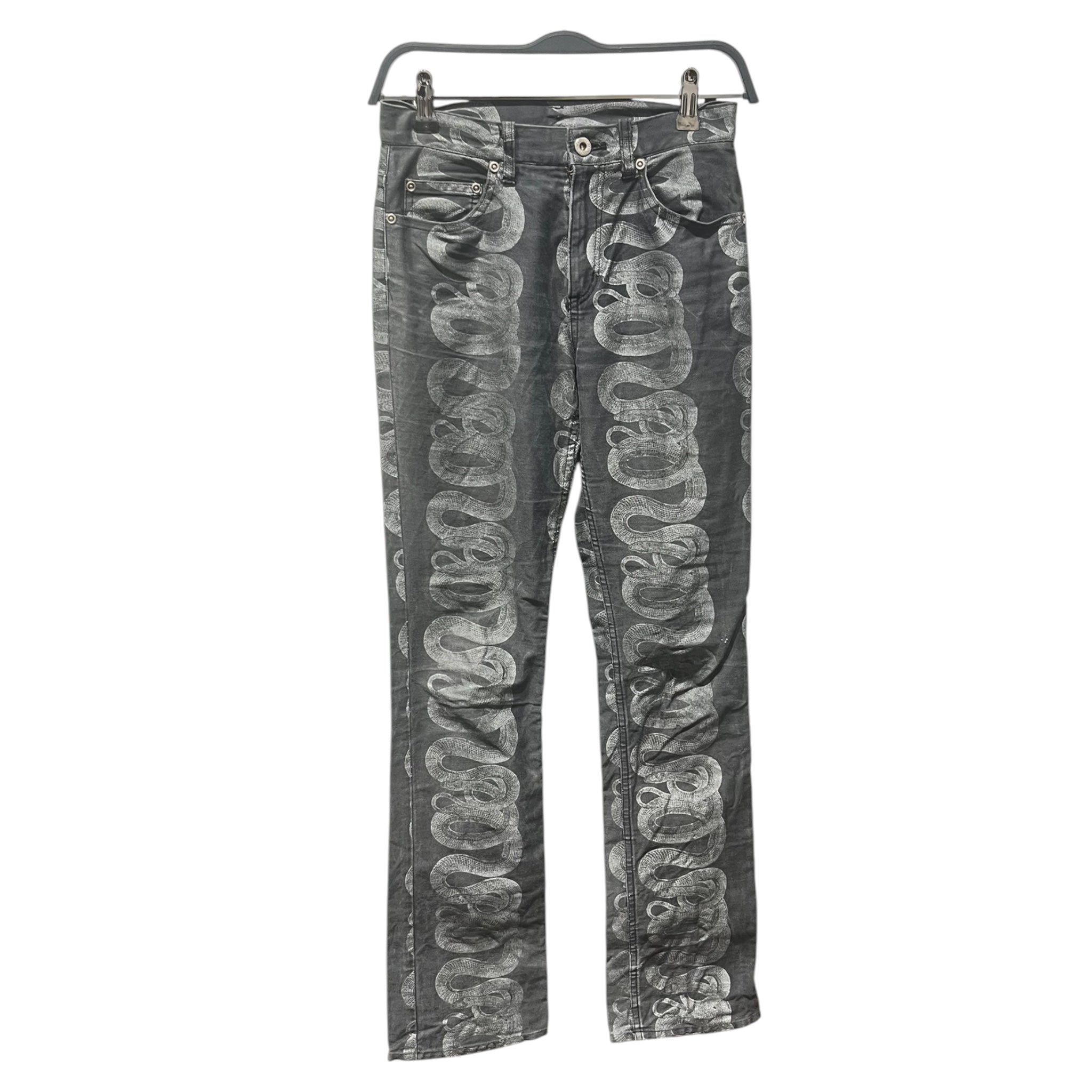 HYSTERIC GLAMOUR/Skinny Pants/S/All Over Print/Cotton/GRY/Button Fly/1998 SNAKE PRINT view 1
